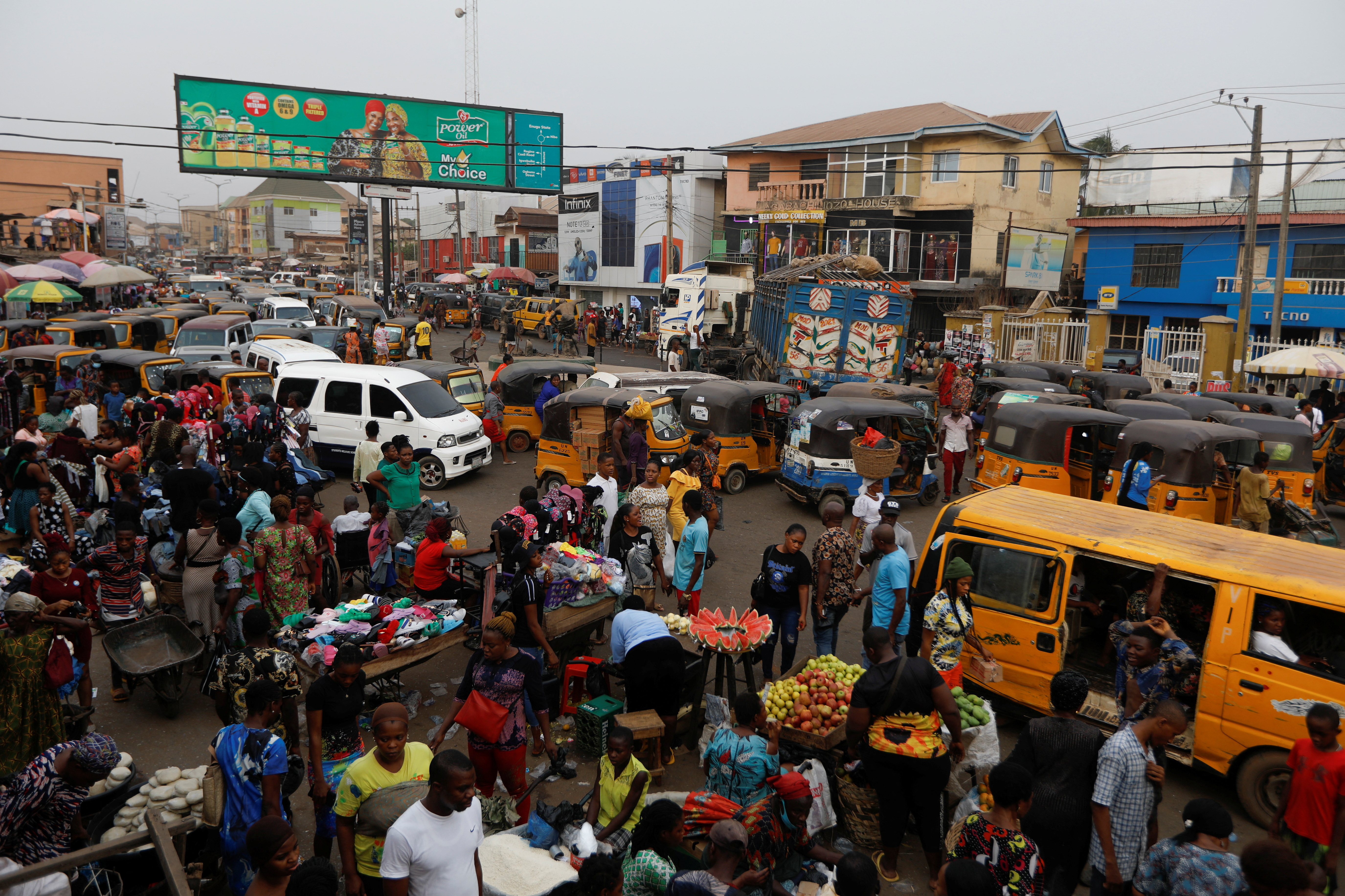 A general view shows market ahead of Nigeria's Presidential election in Awka