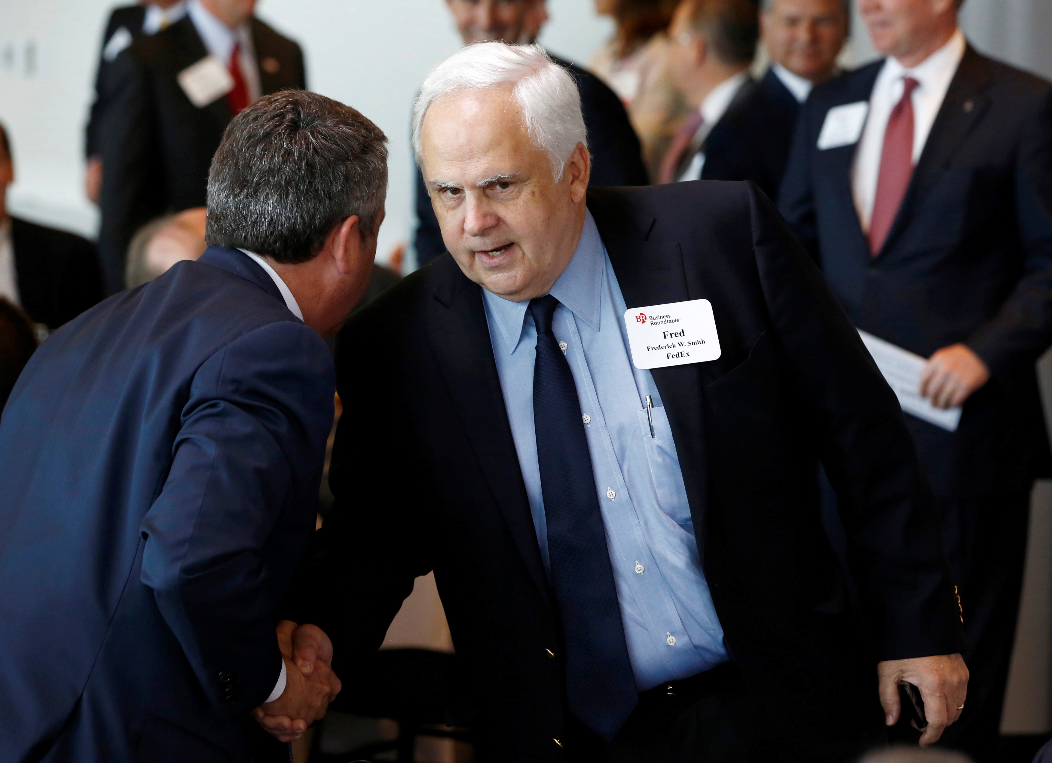 Fedex CEO Fred Smith is pictured at a business roundtable meeting of company leaders and U.S. Republican Presidential candidate Mitt Romney in Washington, June 13, 2012.   REUTERS/Jason Reed