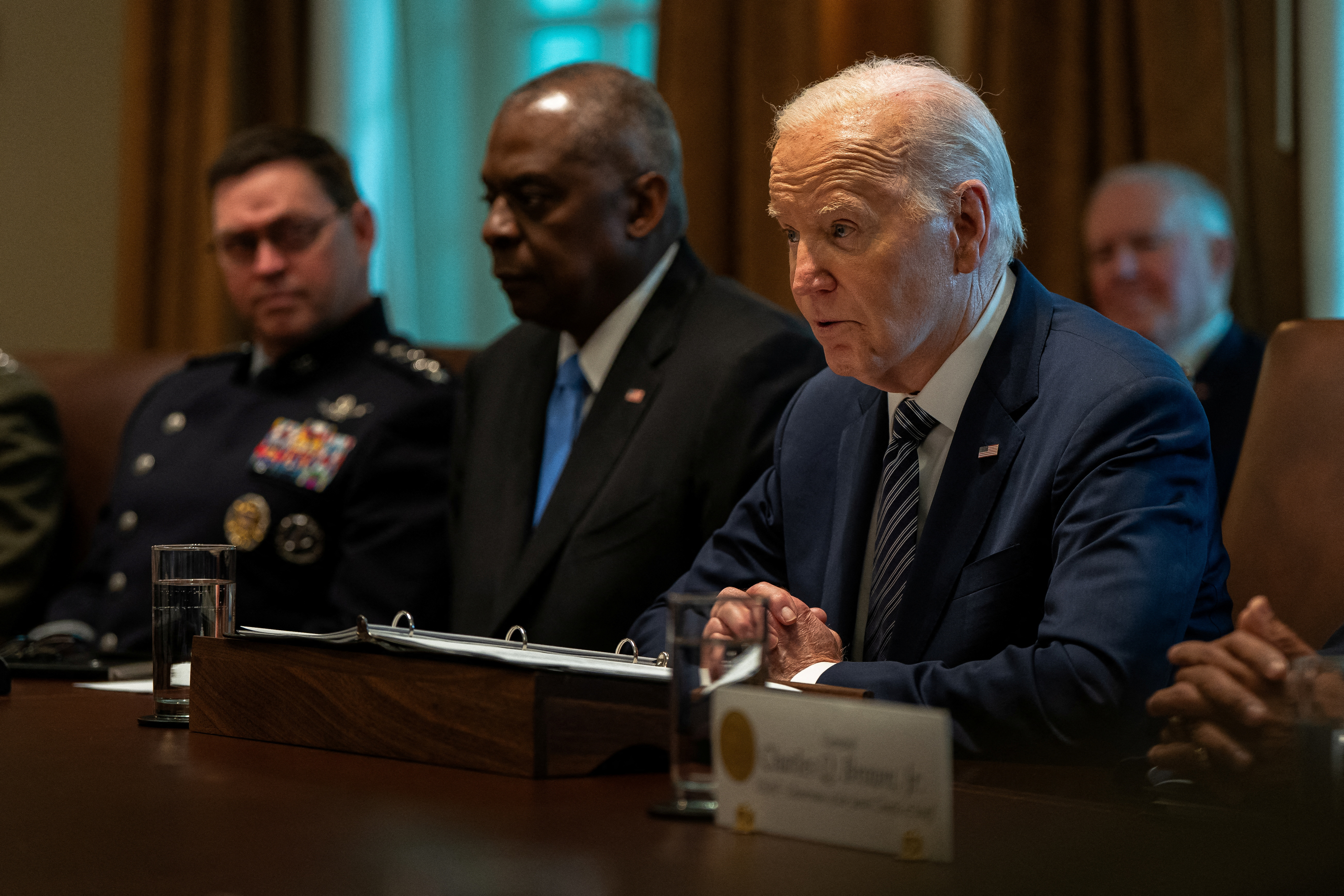 U.S. President Joe Biden holds a meeting with the Joint Chiefs of Staff and Combatant Commanders in Washington