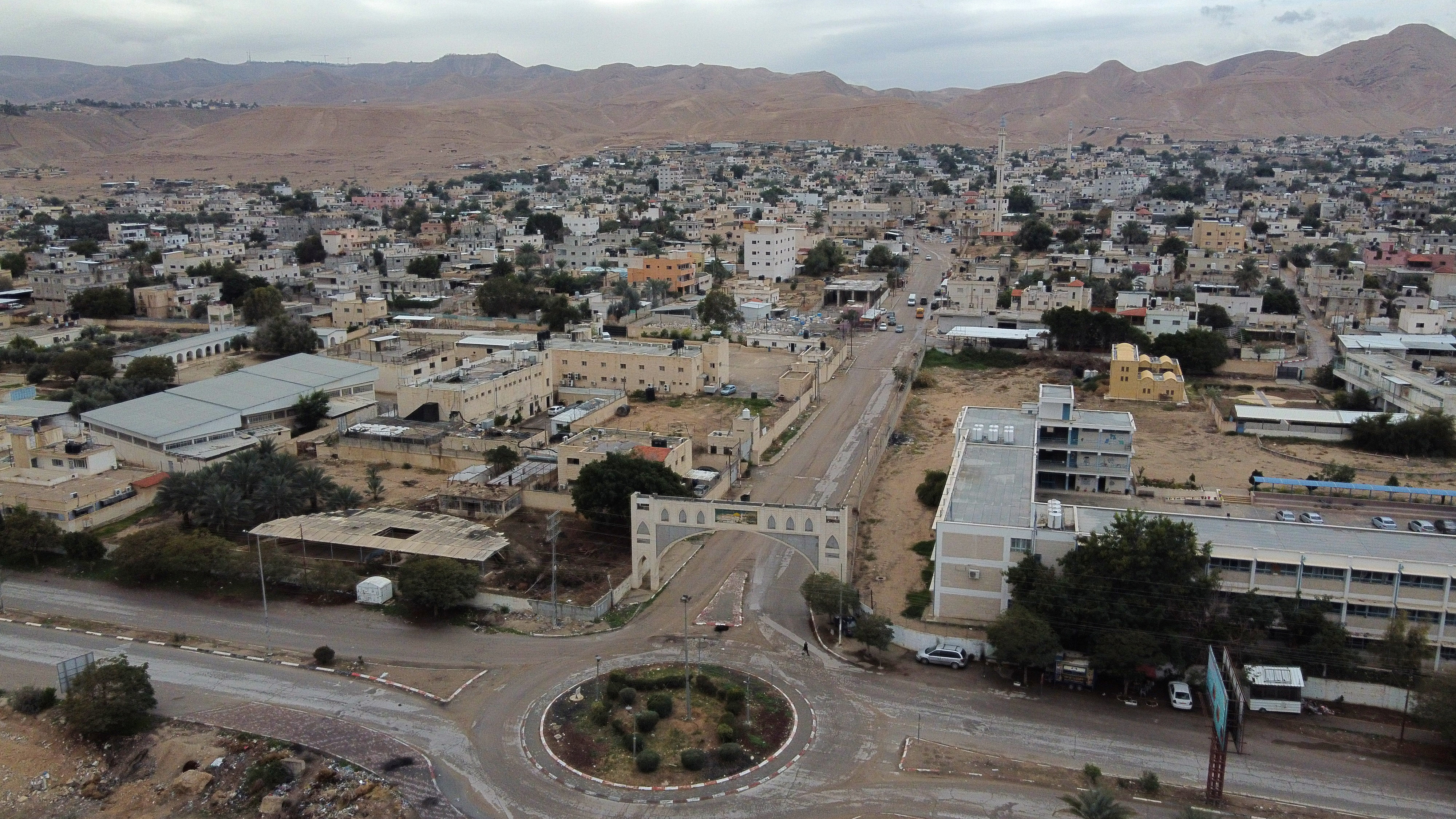 A picture taken with a drone shows Aqabat Jabr refugee camp in Jericho