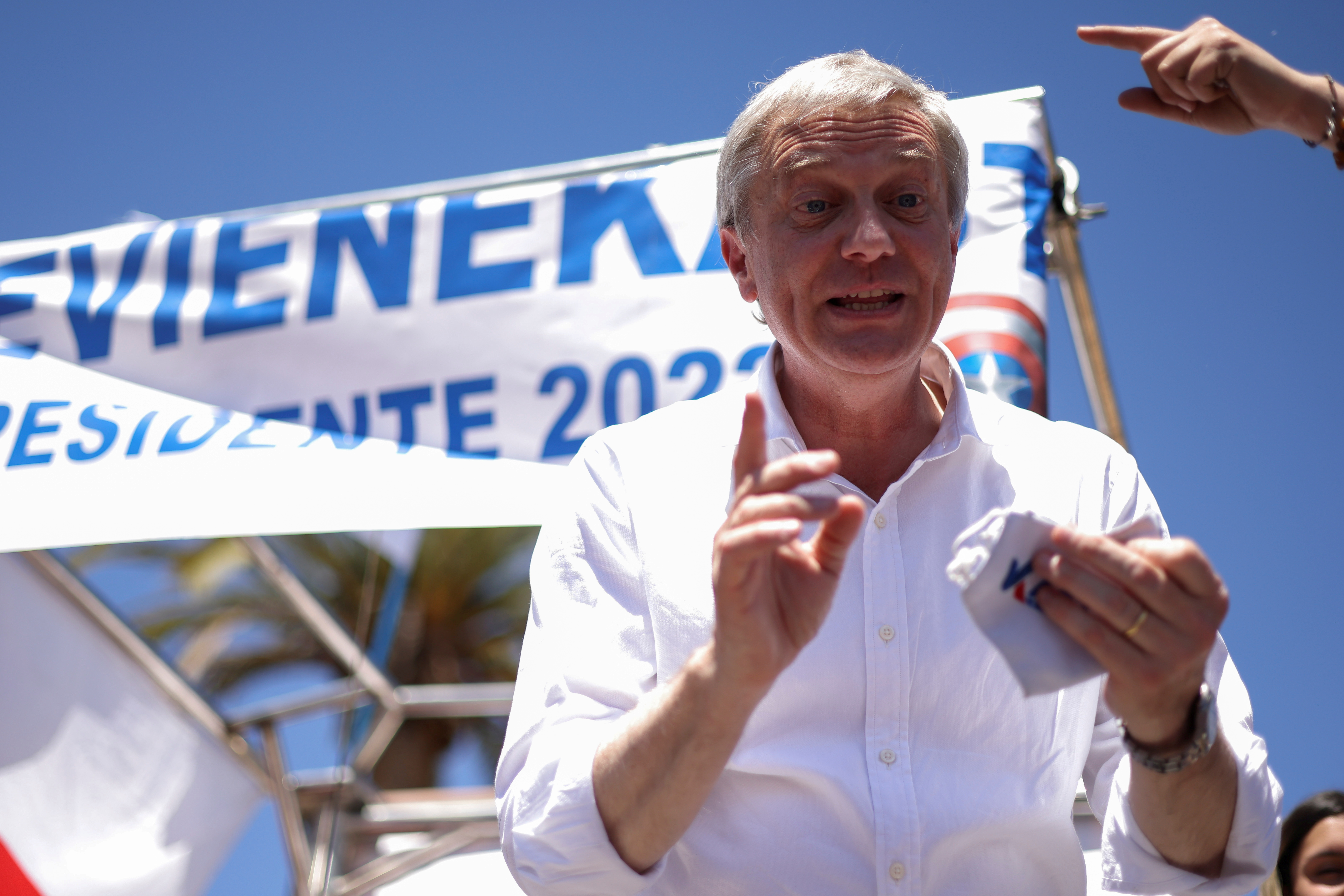 Chilean presidential candidate Jose Antonio Kast meets with supporters in Santiago