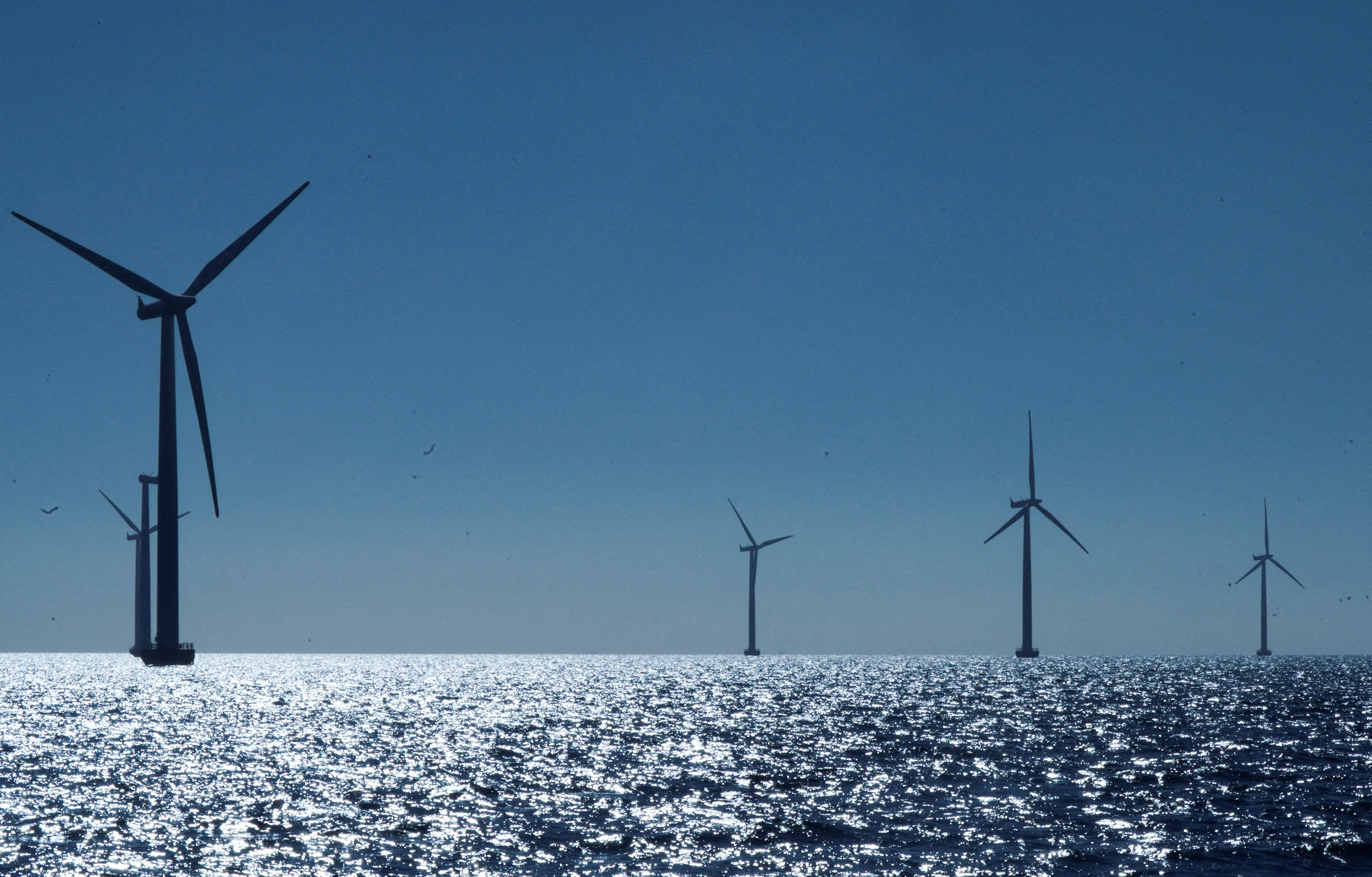 A view of the turbines at Orsted's offshore wind farm near Nysted