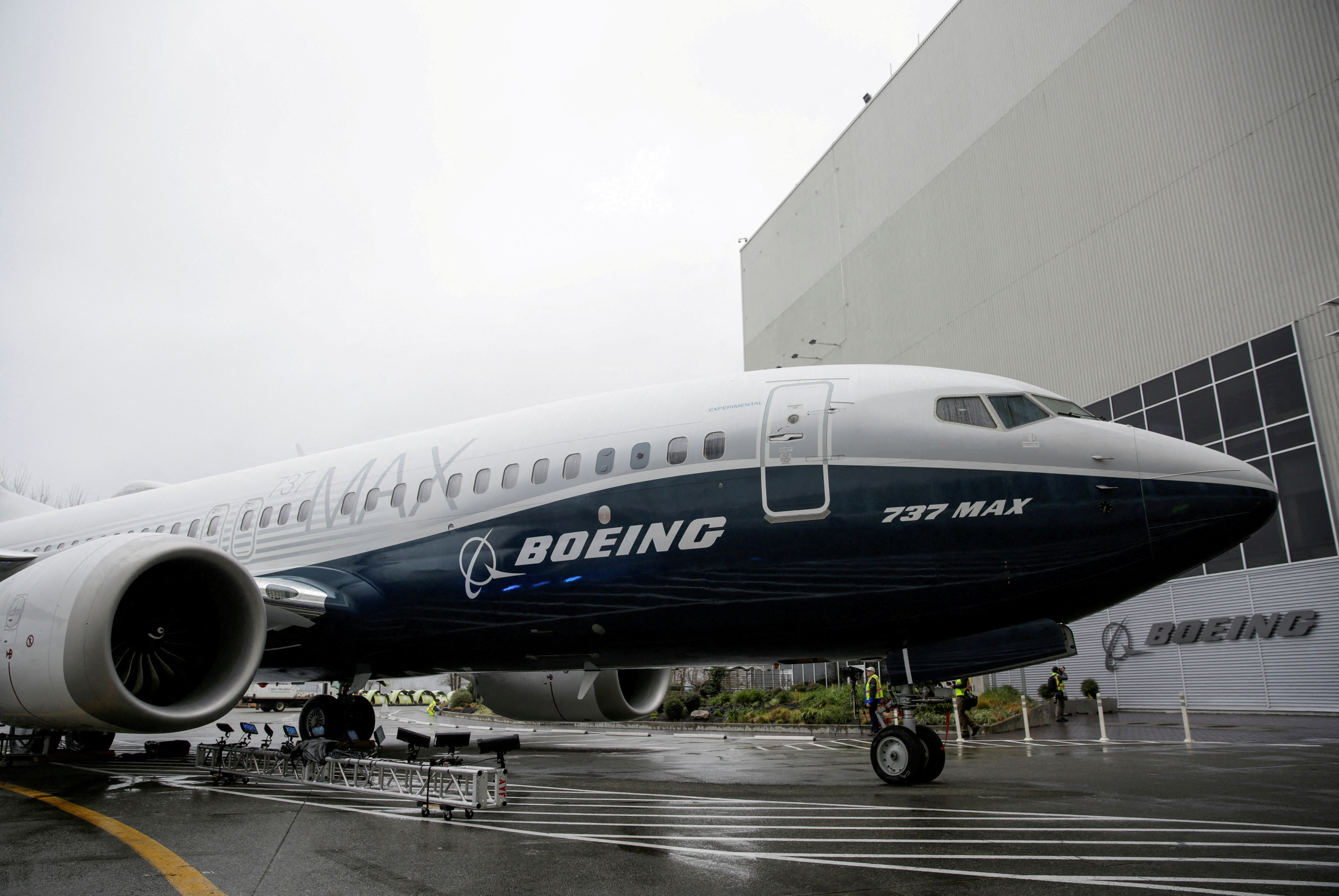 The first Boeing 737 MAX 7 is unveiled in Renton, Washington, U.S. February 5, 2018. REUTERS/Jason Redmond/File Photo