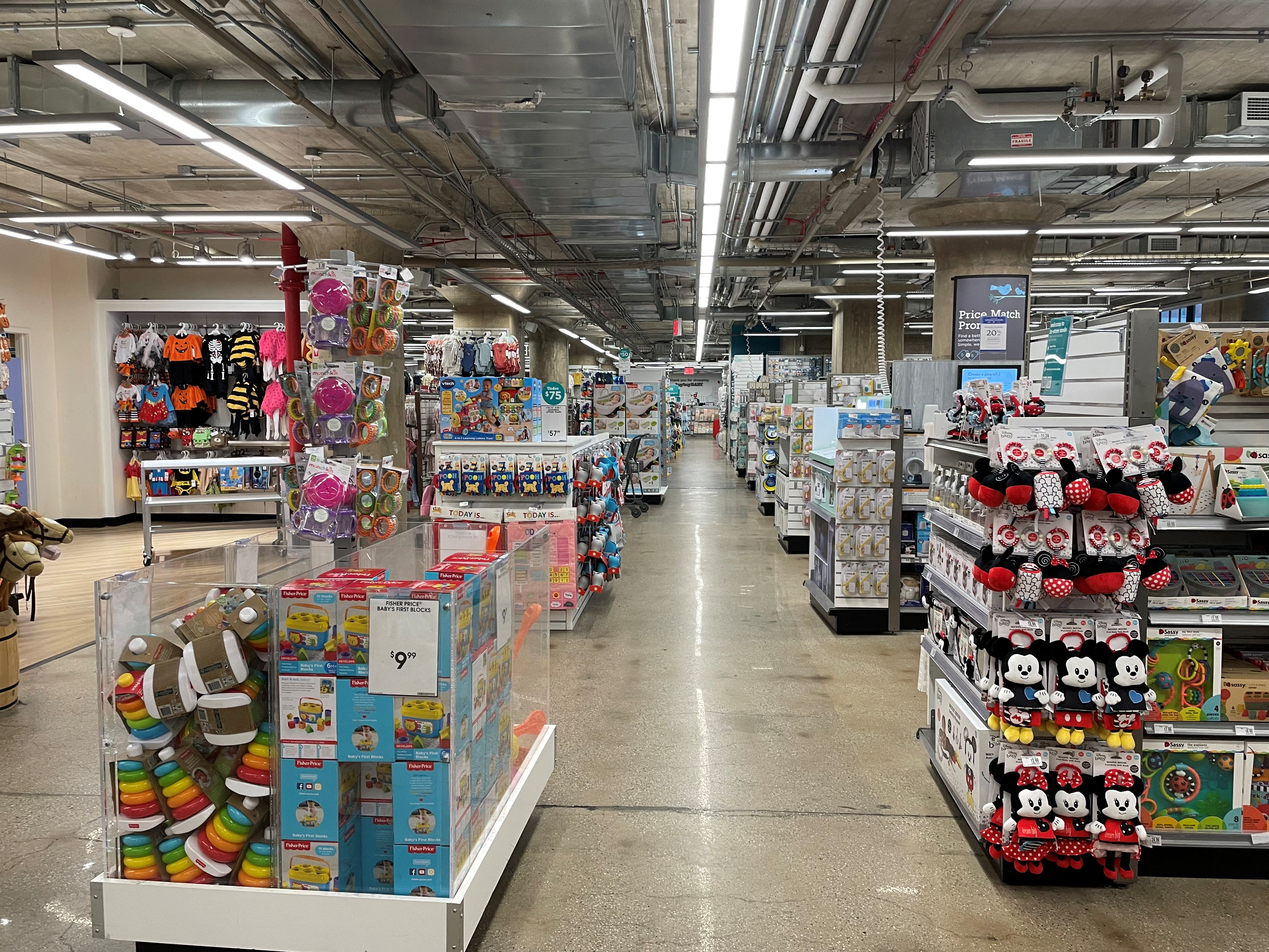 Inside view of a buybuy Baby store in Libertyview Industrial Plaza, Brooklyn, New York