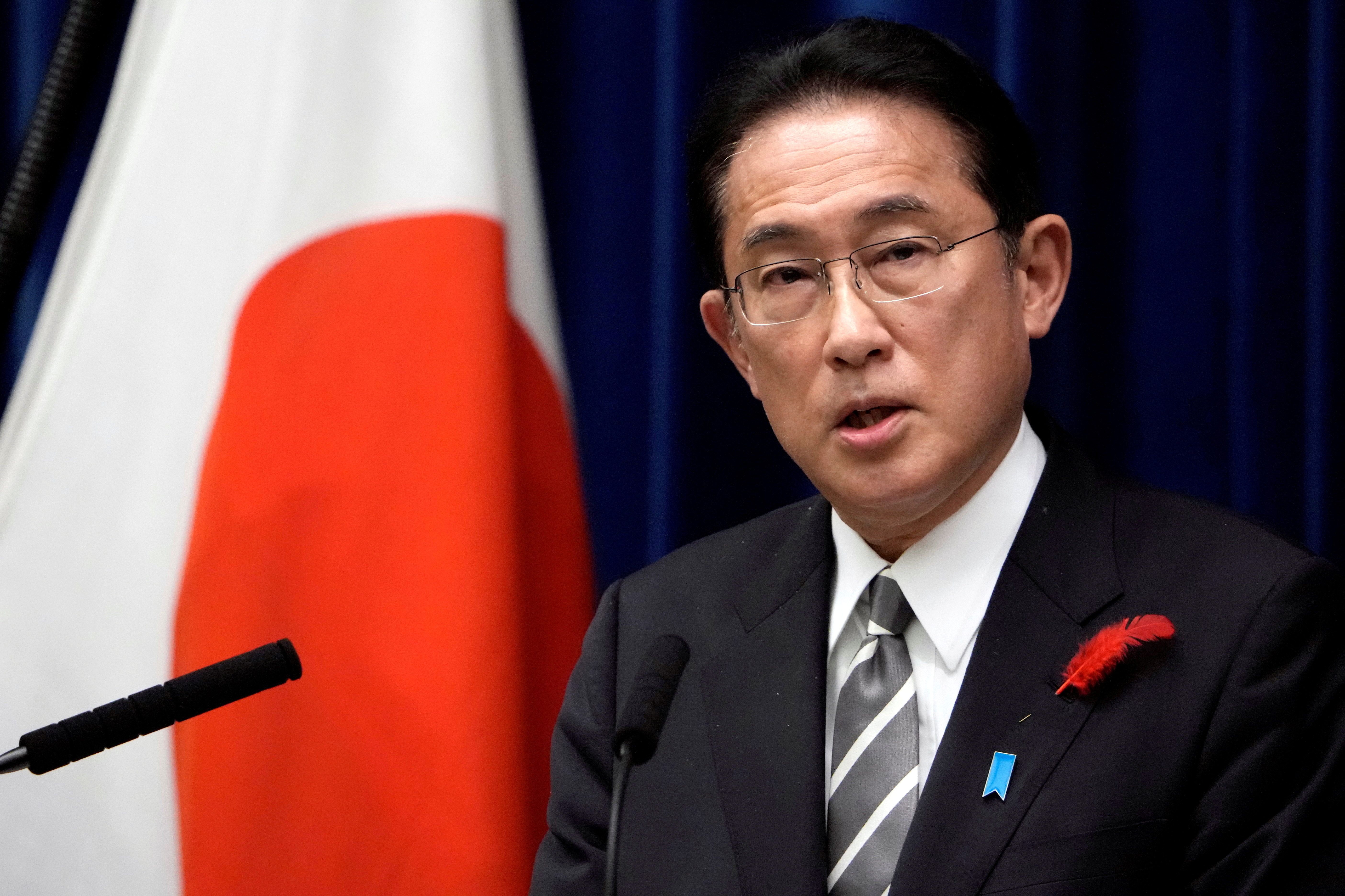 Japanese Prime Minister Fumio Kishida speaks during a news conference at the prime minister's official residence in Tokyo, Japan October 14, 2021. Eugene Hoshiko/Pool via REUTERS/File Photo