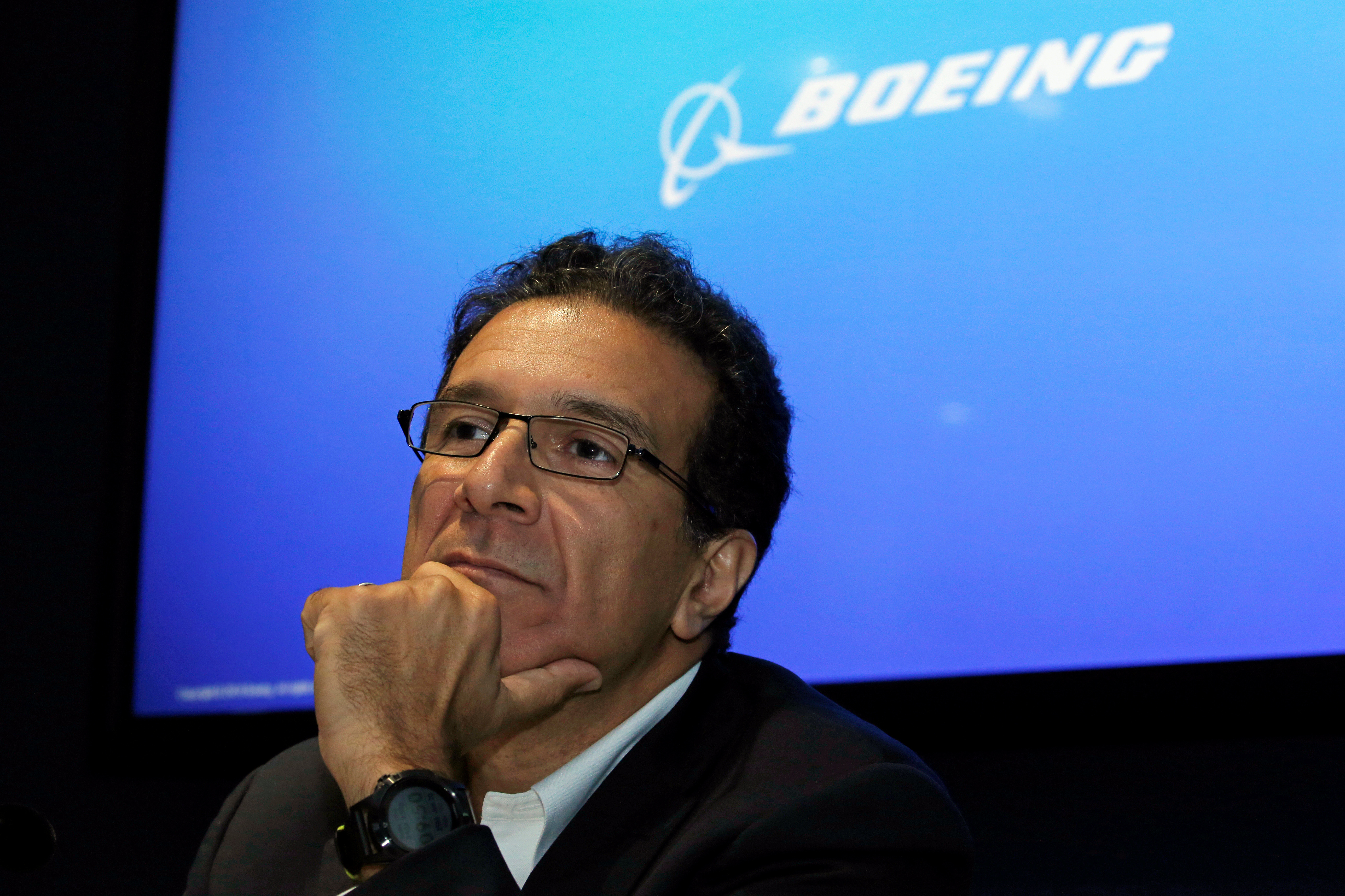 Boeing Commercial Sales and Marketing Vice President Ihssane Mounir attends a news conference at the 53rd International Paris Air Show at Le Bourget Airport near Paris
