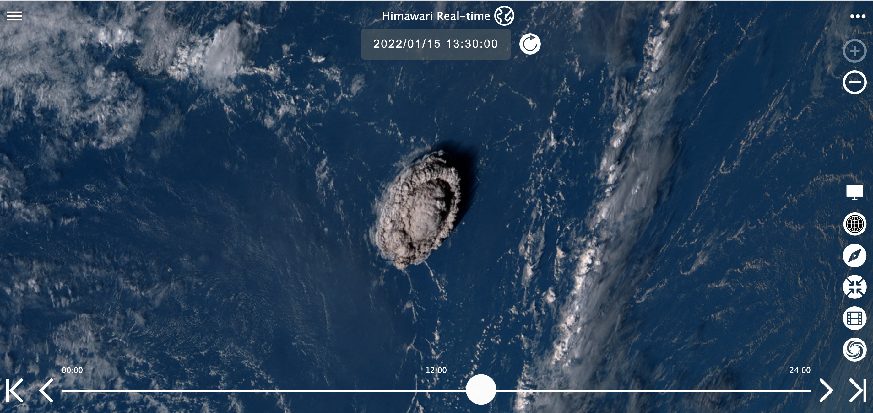 Tomada el 15 de enero de 2022 por el satélite meteorológico japonés Himawari-8, operado por la Agencia Meteorológica de Japón, una imagen satelital de Hong Kong Tonga-Hunga Habai entra en erupción bajo una erupción volcánica, según la Agencia Nacional de Información.  Communications Technology (NICD) y obtenido el 16 de enero de 2022 de Reuters.  Guía a través del Instituto Nacional de Tecnologías de la Información y las Comunicaciones (NTIC) / REUTERS  