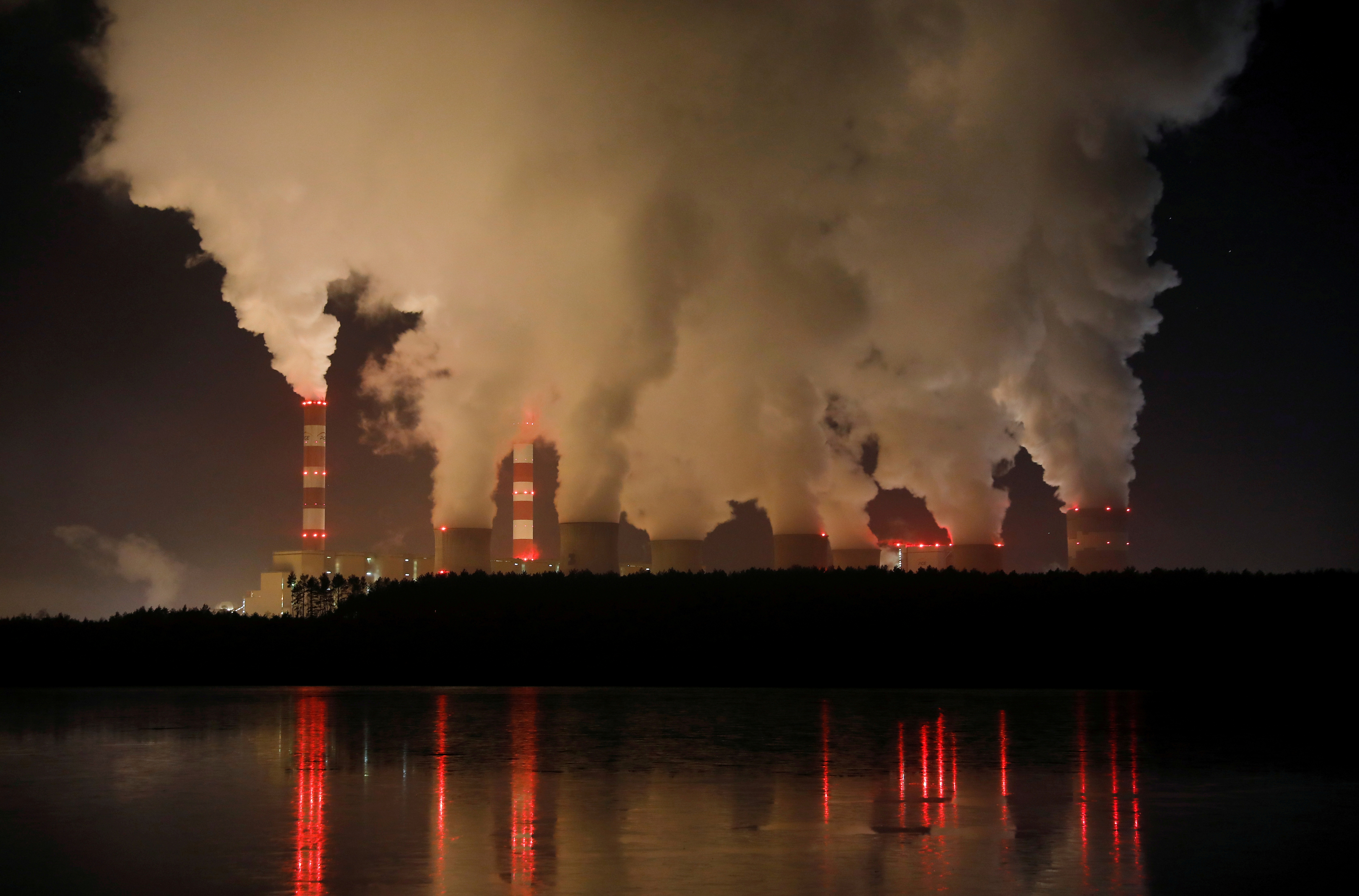 Smoke and steam billows from Belchatow Power Station