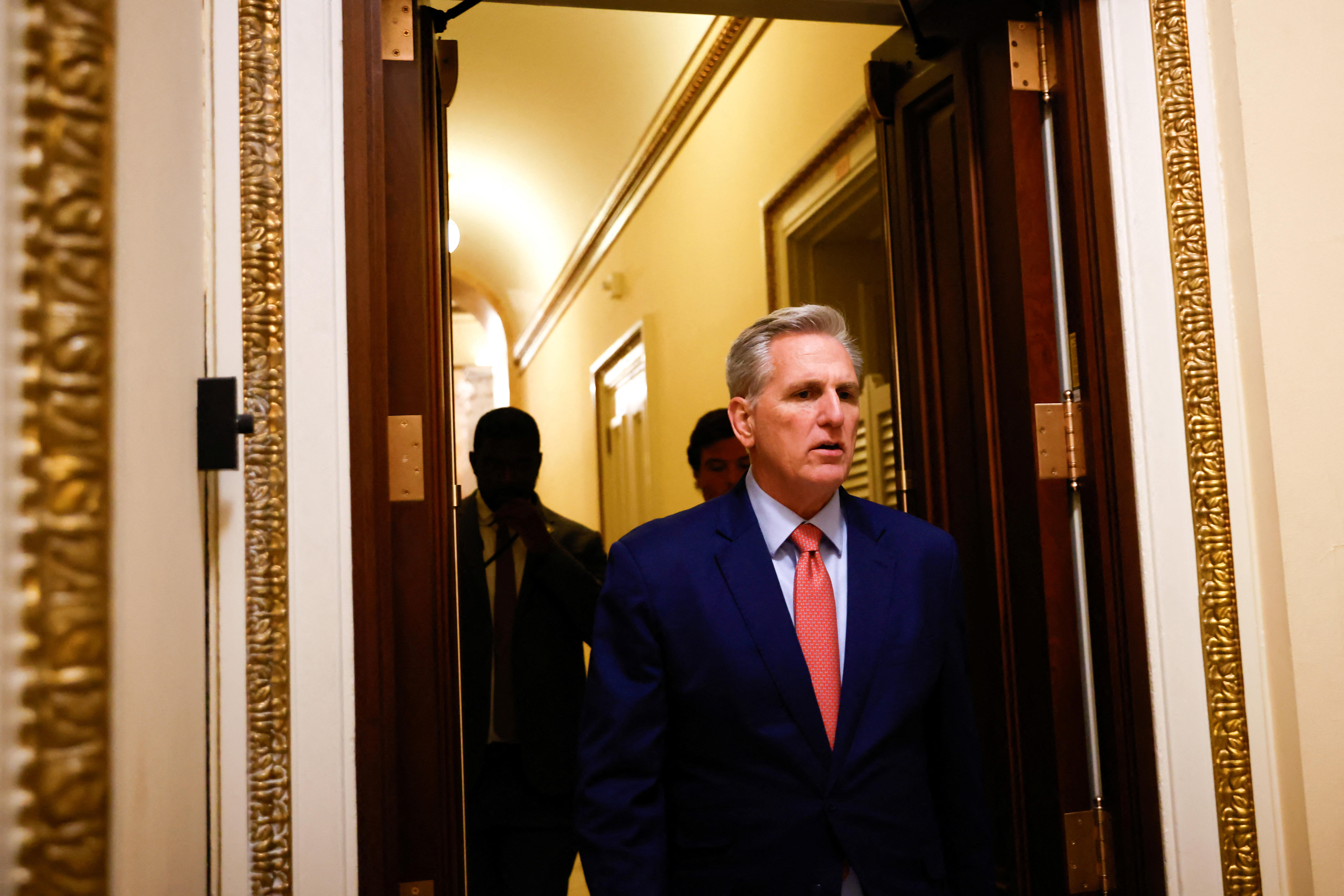Former Speaker of the House Kevin McCarthy leaves the House of Representatives in Washington