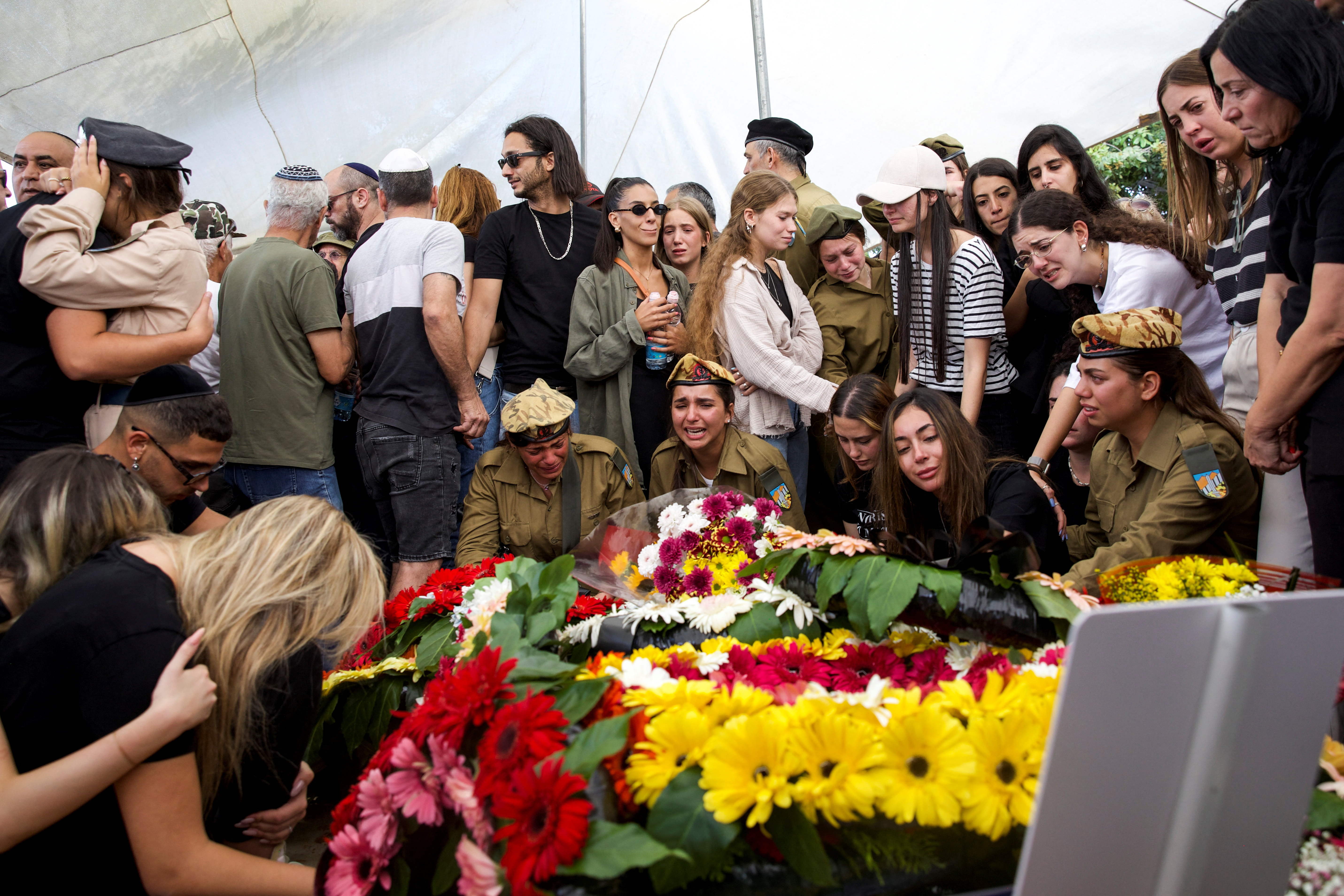Friends and family mourn Lia Ben-Nun at her funeral, in Rishon Lezion