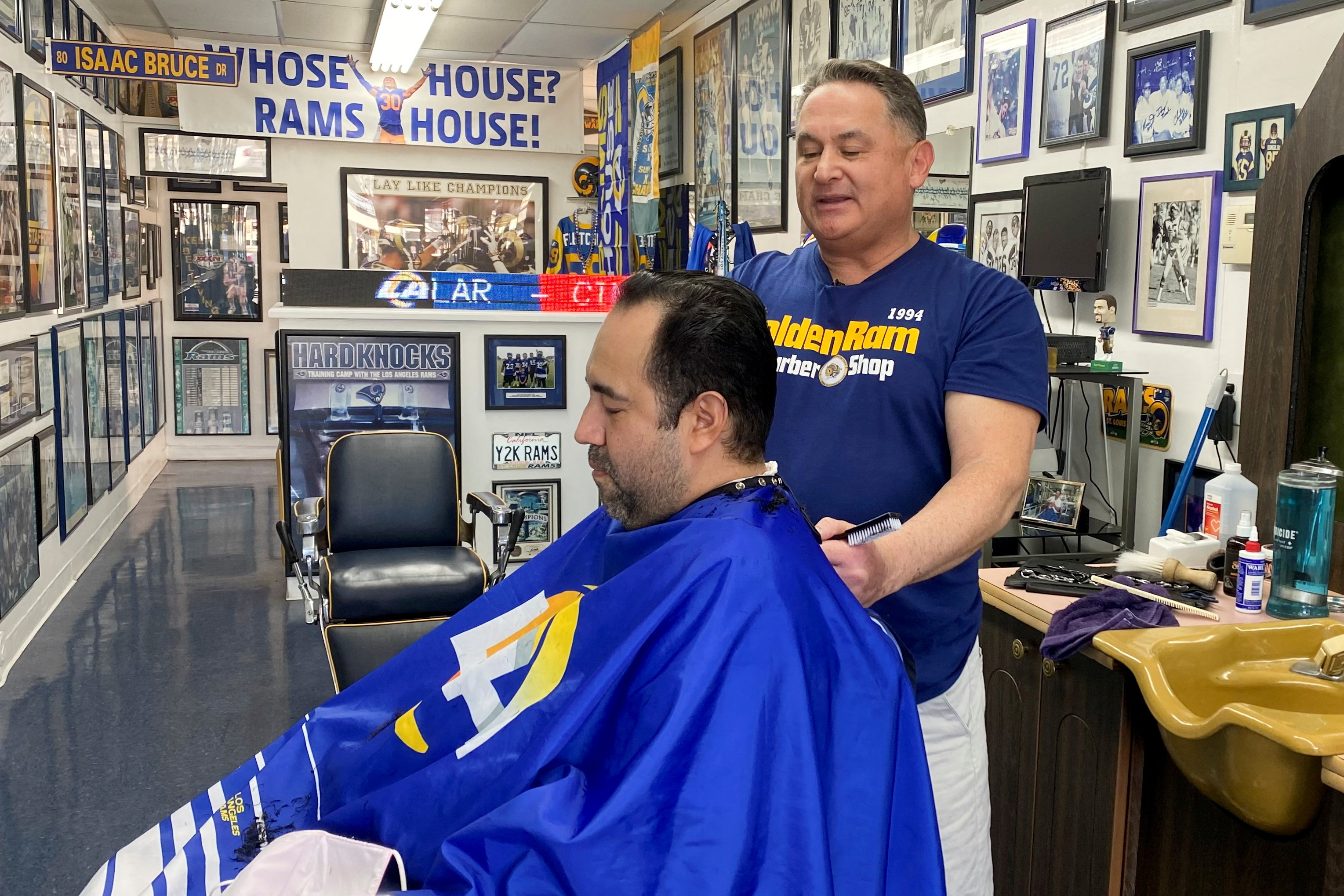 Los Angeles Rams themed barber shop