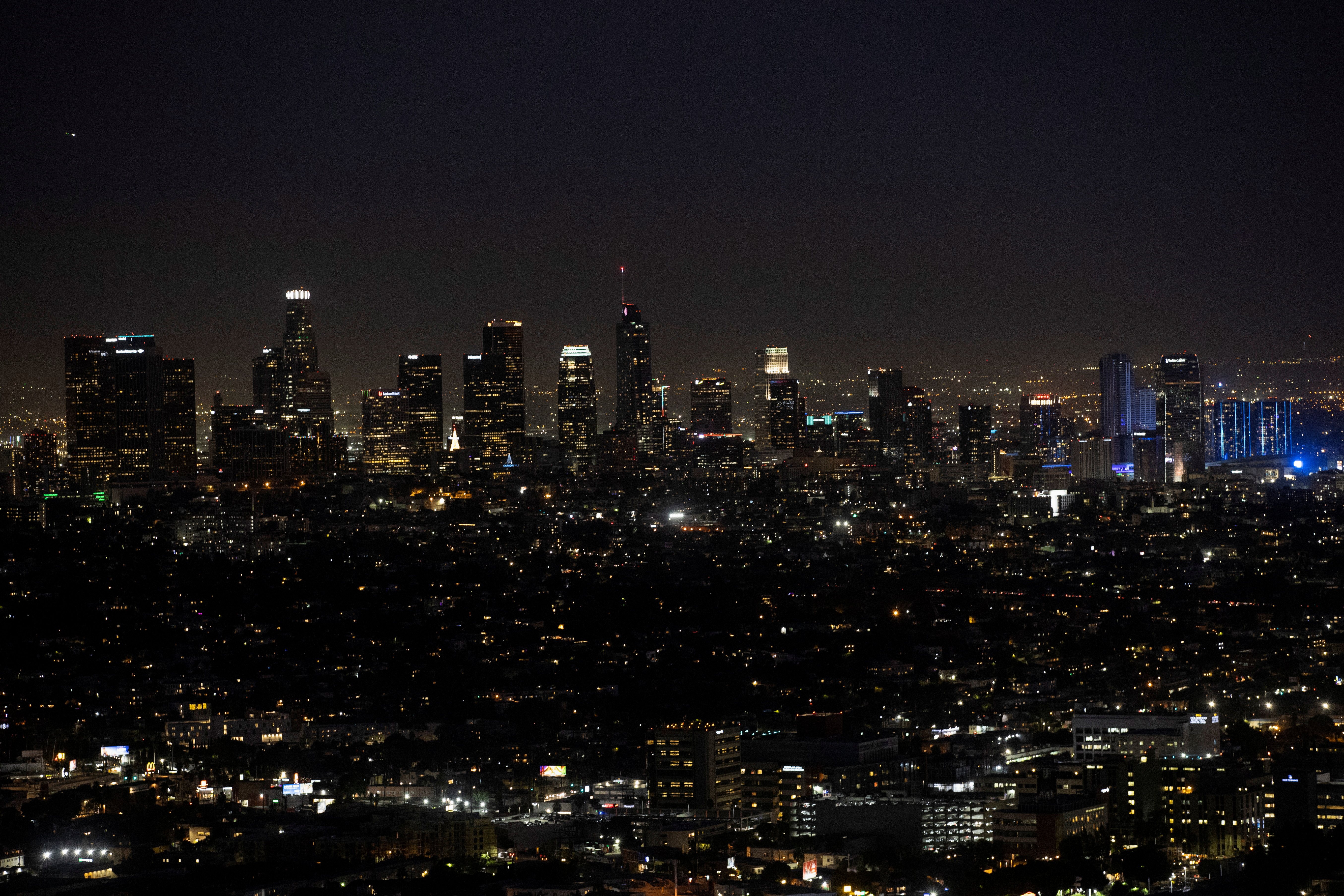 A view of the downtown skyline from Griffith Observatory during a partial lockdown amid the outbreak of the coronavirus disease (COVID-19), in Los Angeles