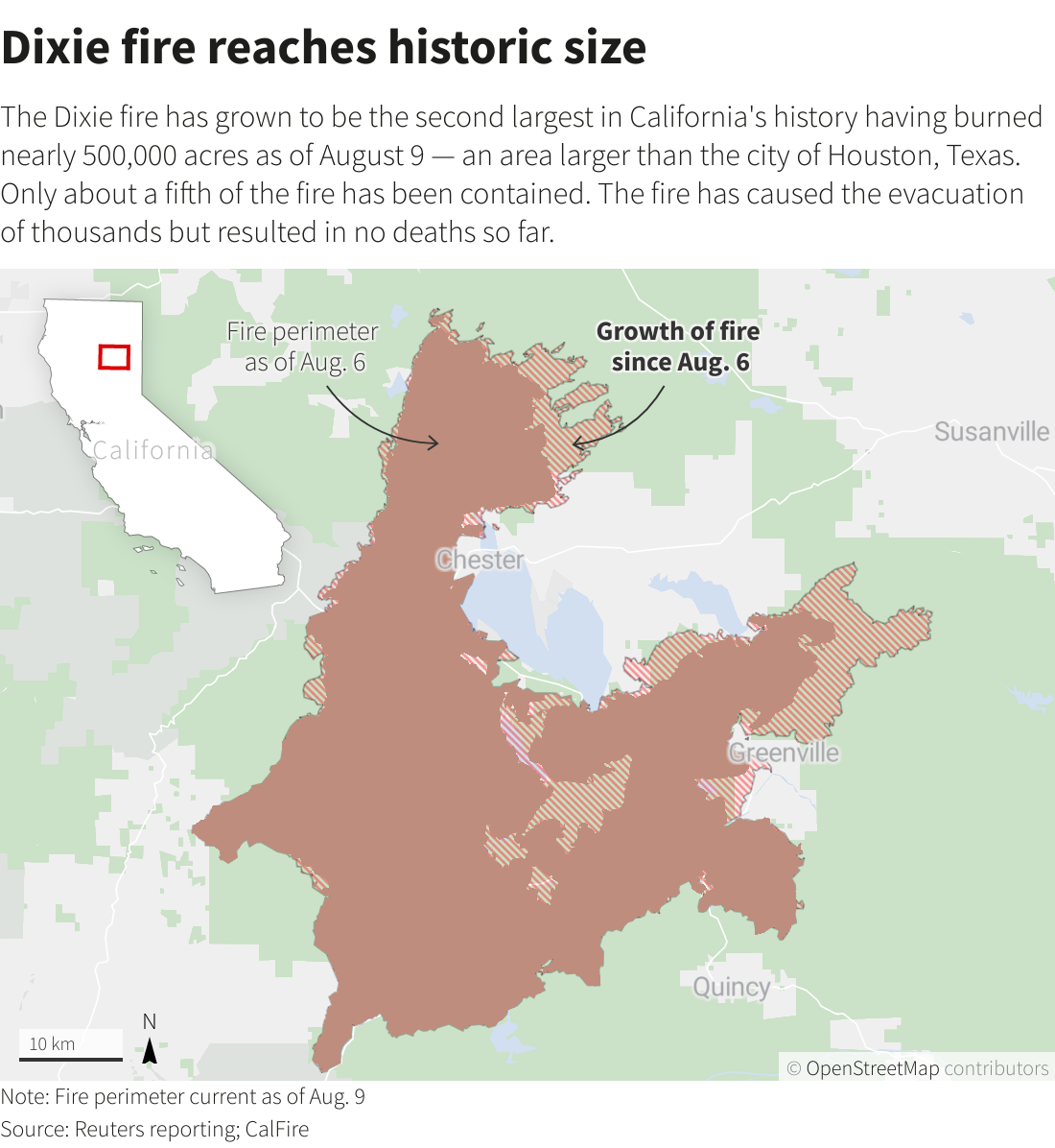 Dixie fire reaches historic size