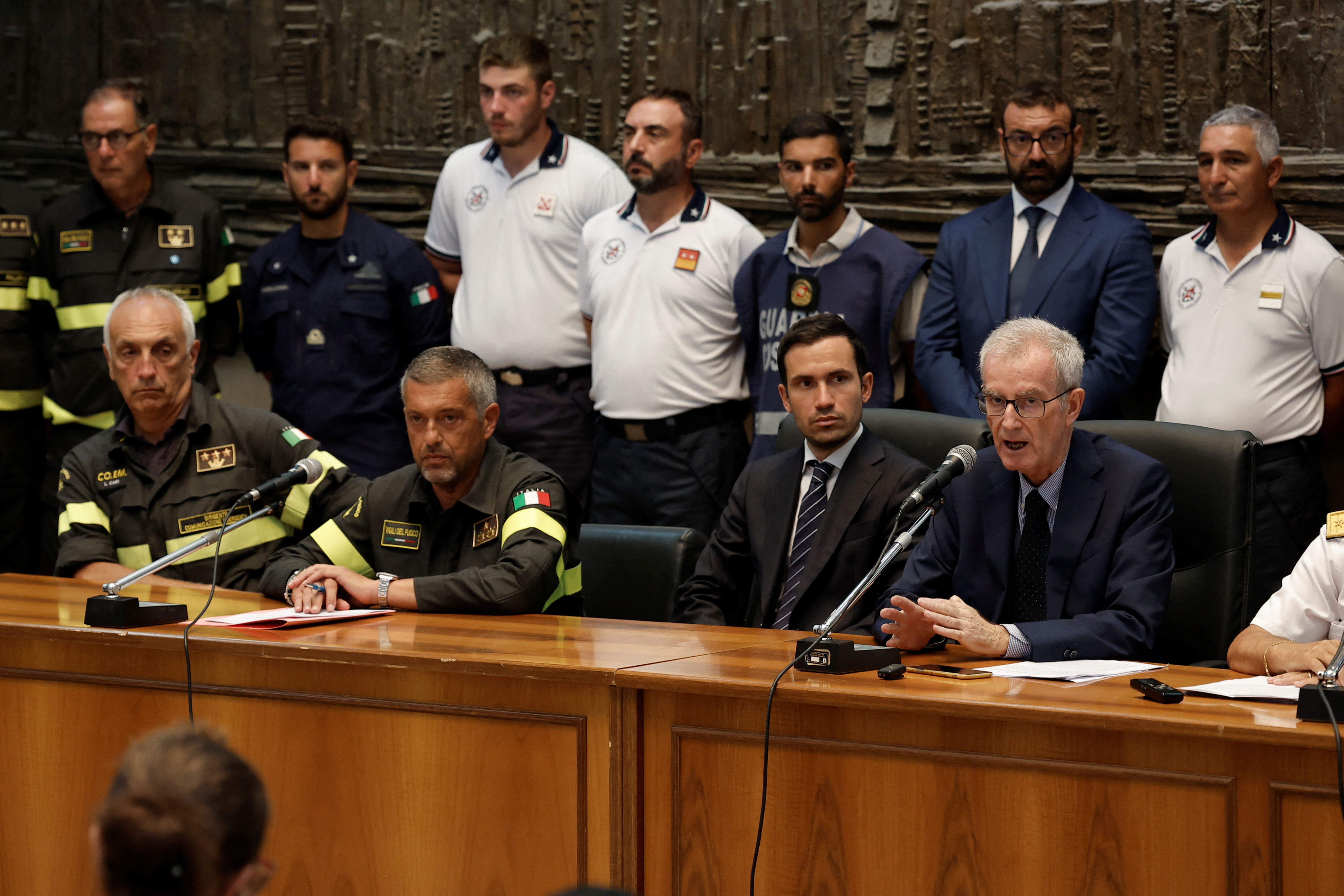 Chief of the public prosecutor's office of Termini Imerese, Ambrogio Cartosio holds a press conference at the court in Termini Imerese, near Palermo