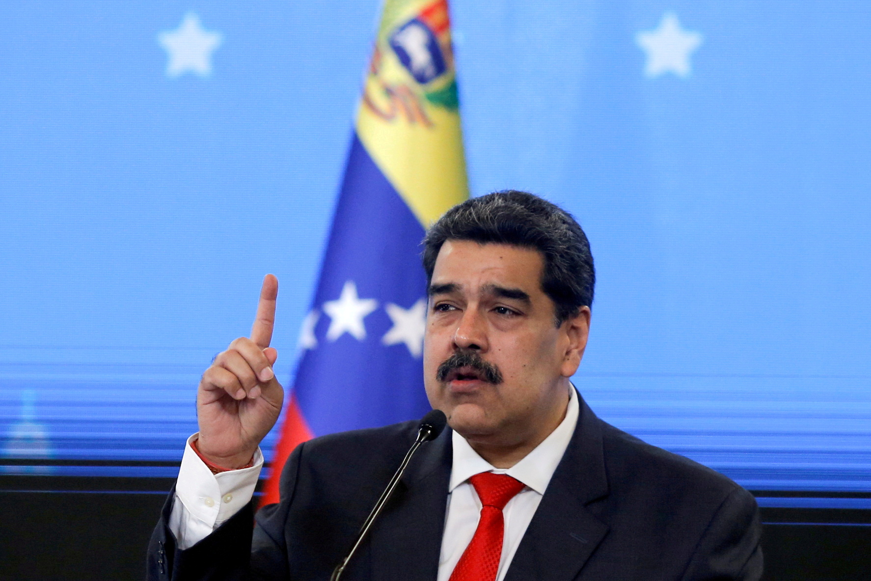 Venezuelan President Nicolas Maduro holds a news conference in Caracas
