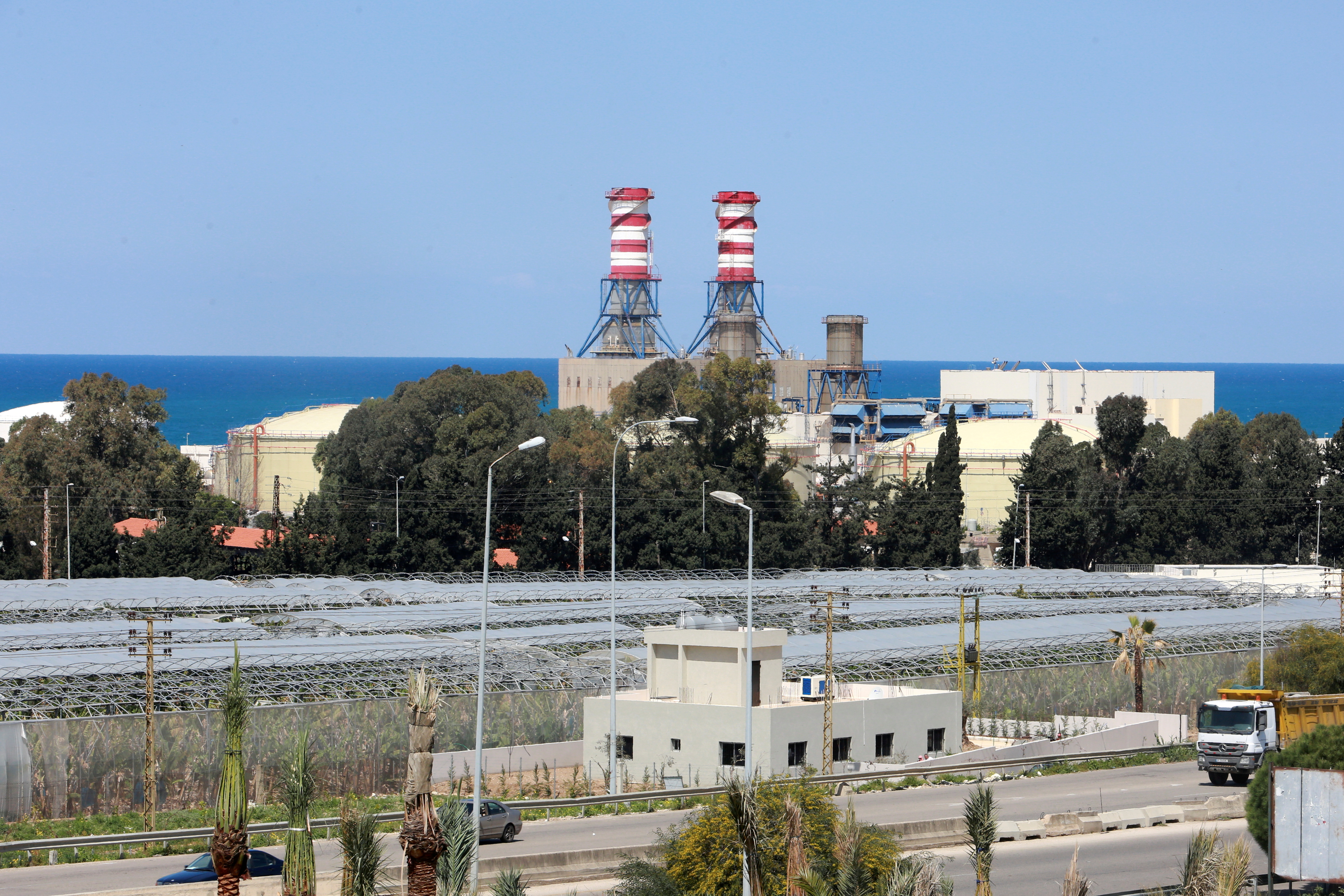 A view shows the Zahrani Power plant, in Zahrani