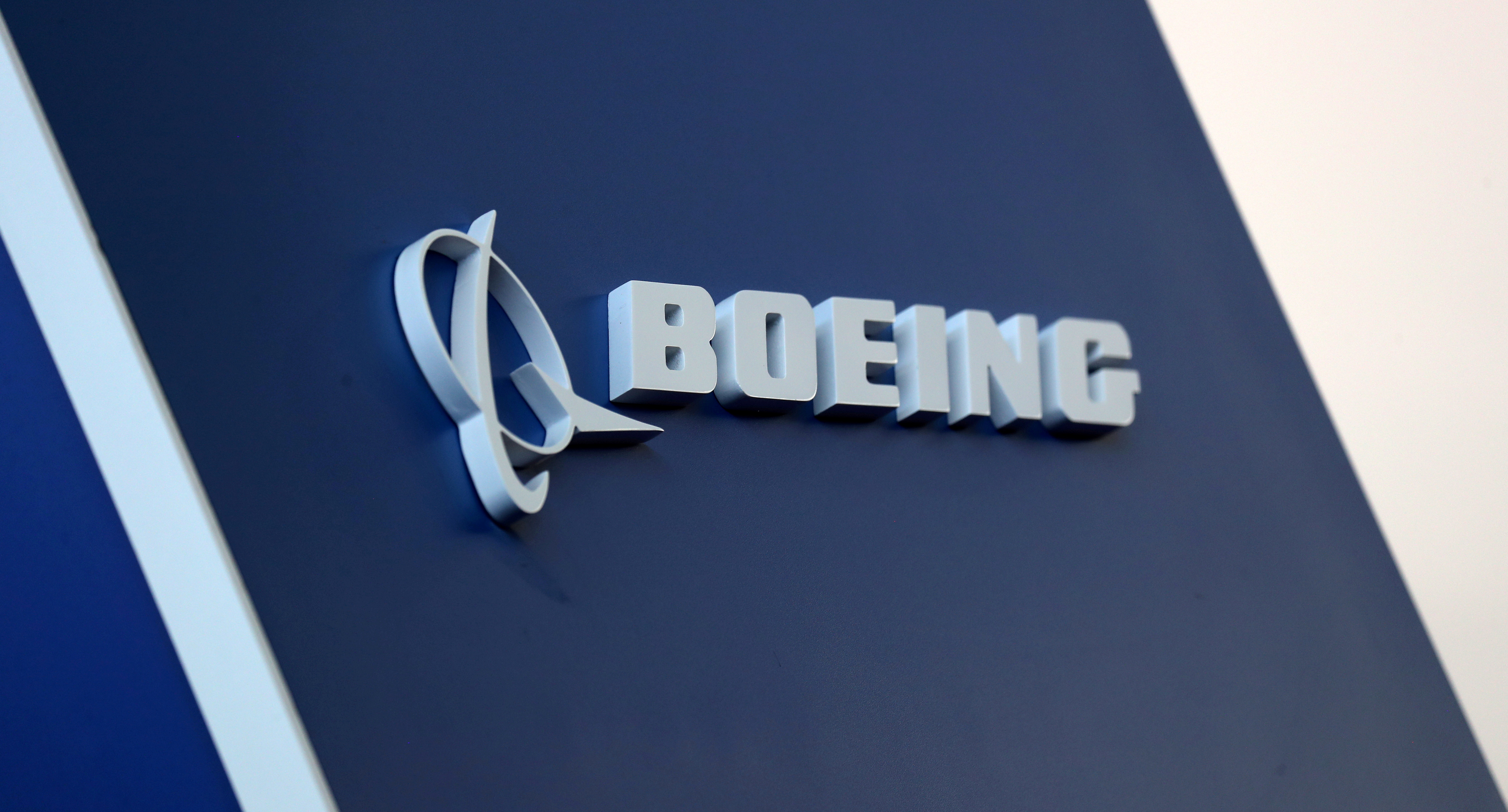 The Boeing logo is pictured at the Latin American Business Aviation Conference & Exhibition fair (LABACE) at Congonhas Airport in Sao Paulo, Brazil August 14, 2018. REUTERS/Paulo Whitaker/File Photo