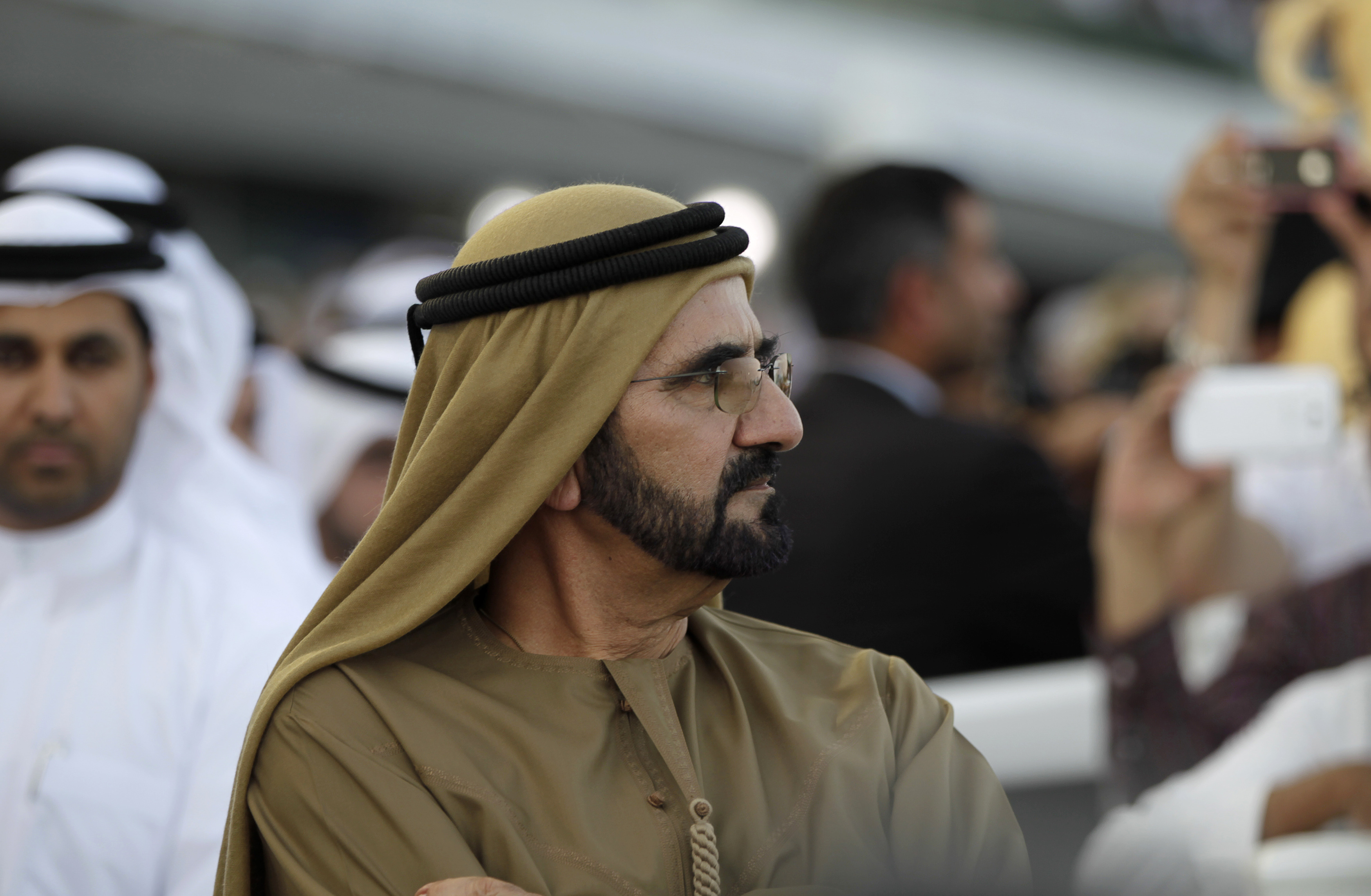 United Arab Emirates' Prime Minister and Ruler of Dubai Sheikh Mohammed bin Rashid al-Maktoum attends the Dubai World Cup in Dubai