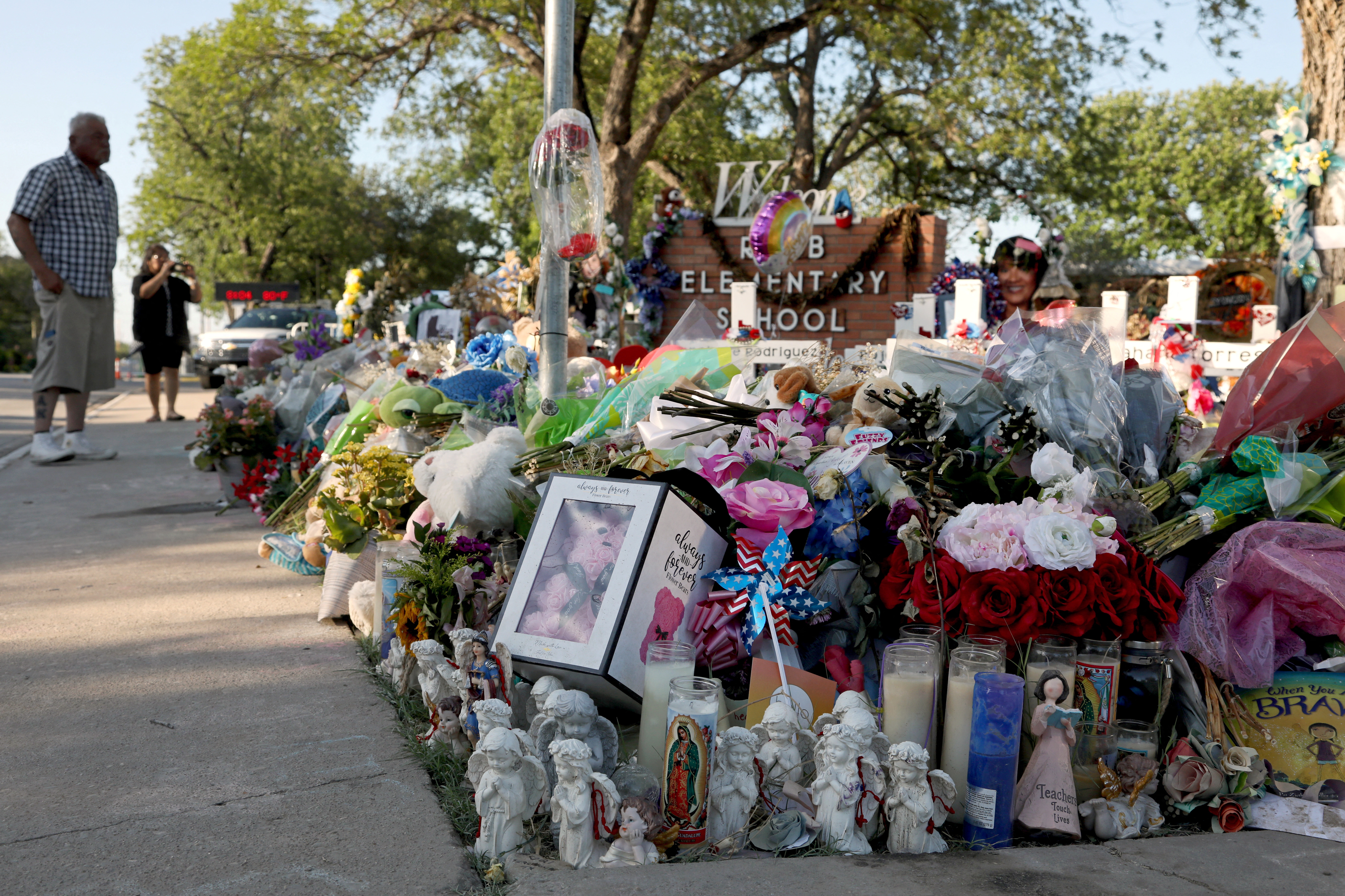 View of the memorial for victims of the Uvalde school shooting