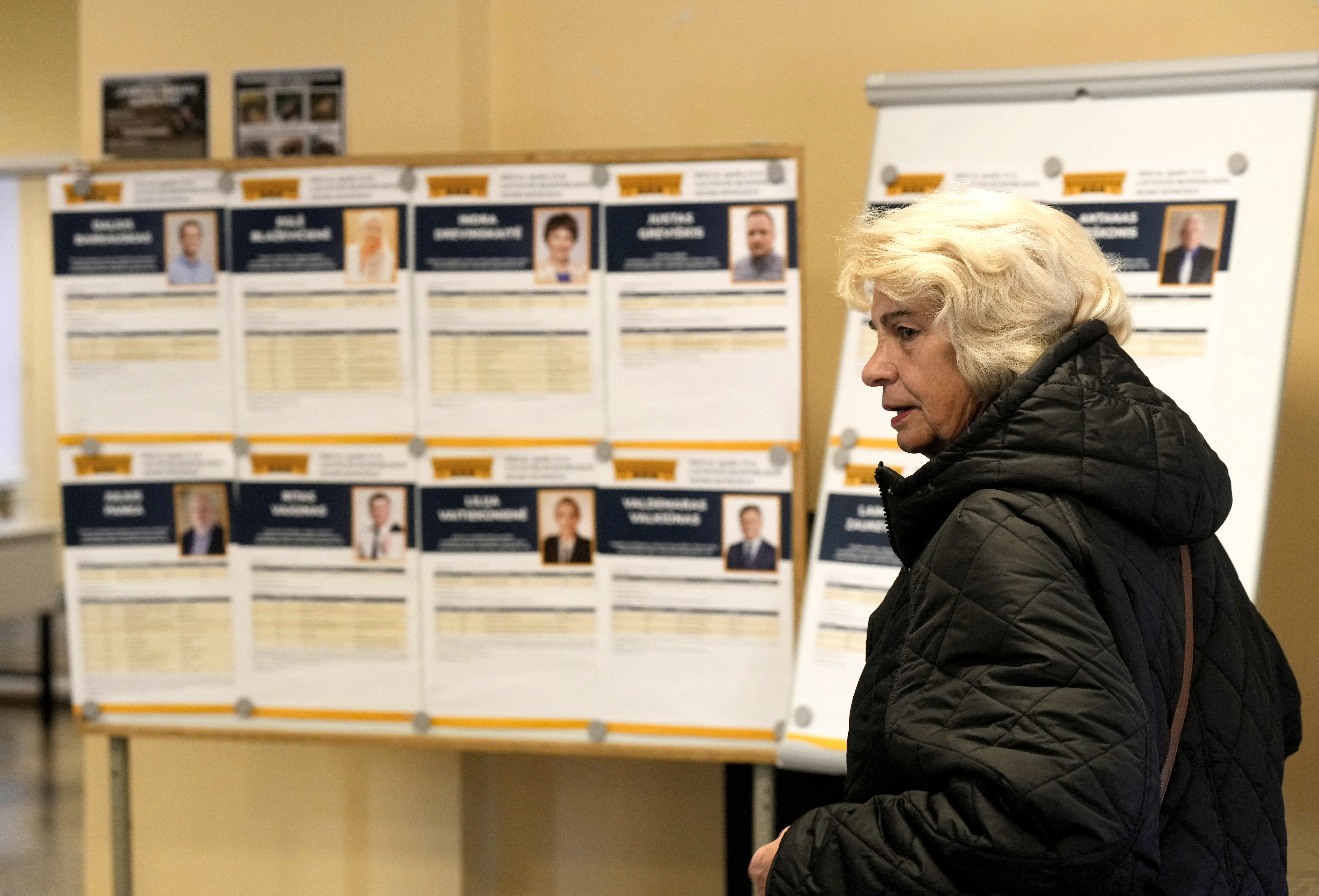 People vote during Lithuanian general election in Birzai