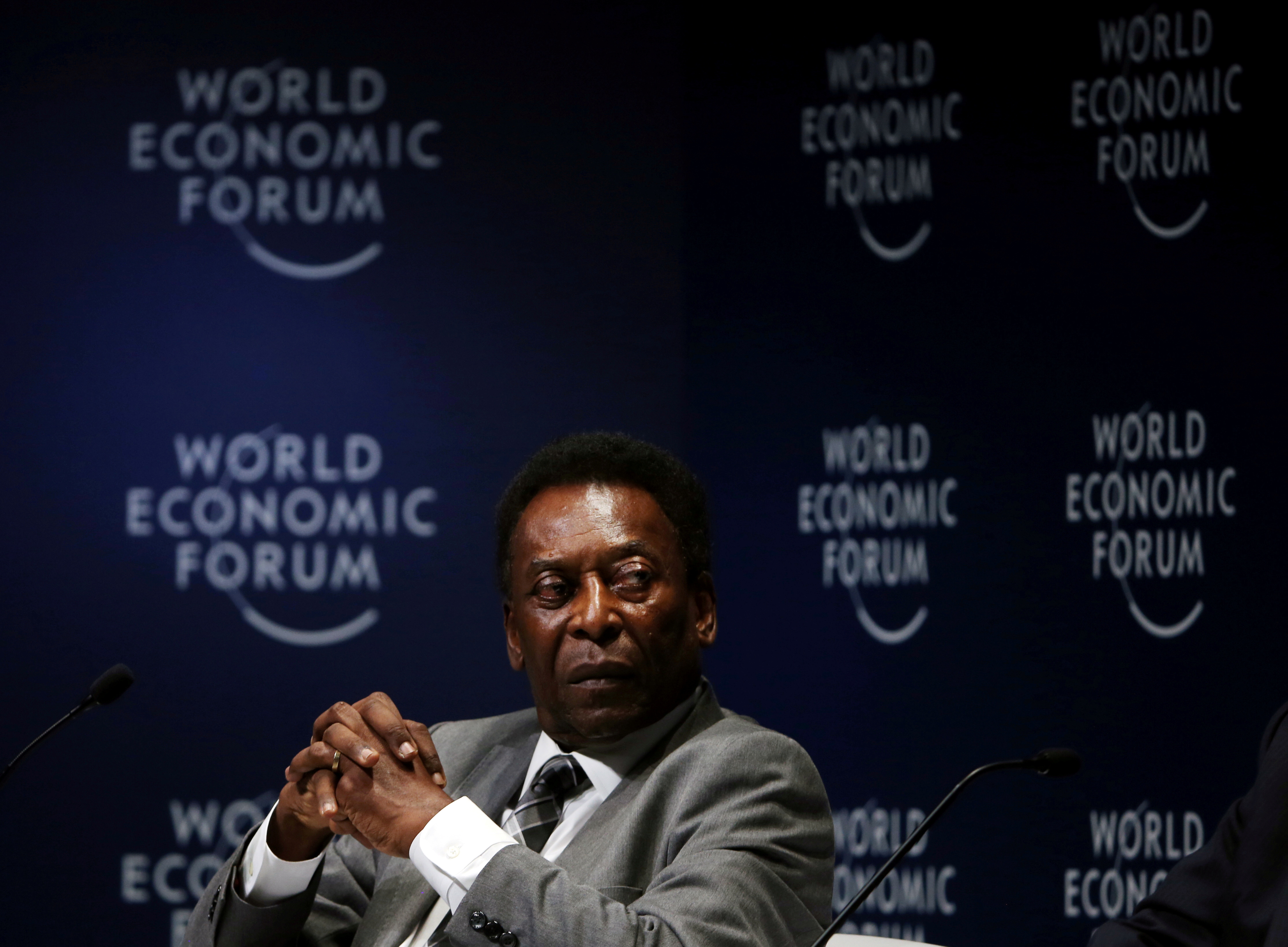 Soccer legend Pele attends the World Economic Forum on Latin America in Sao Paulo