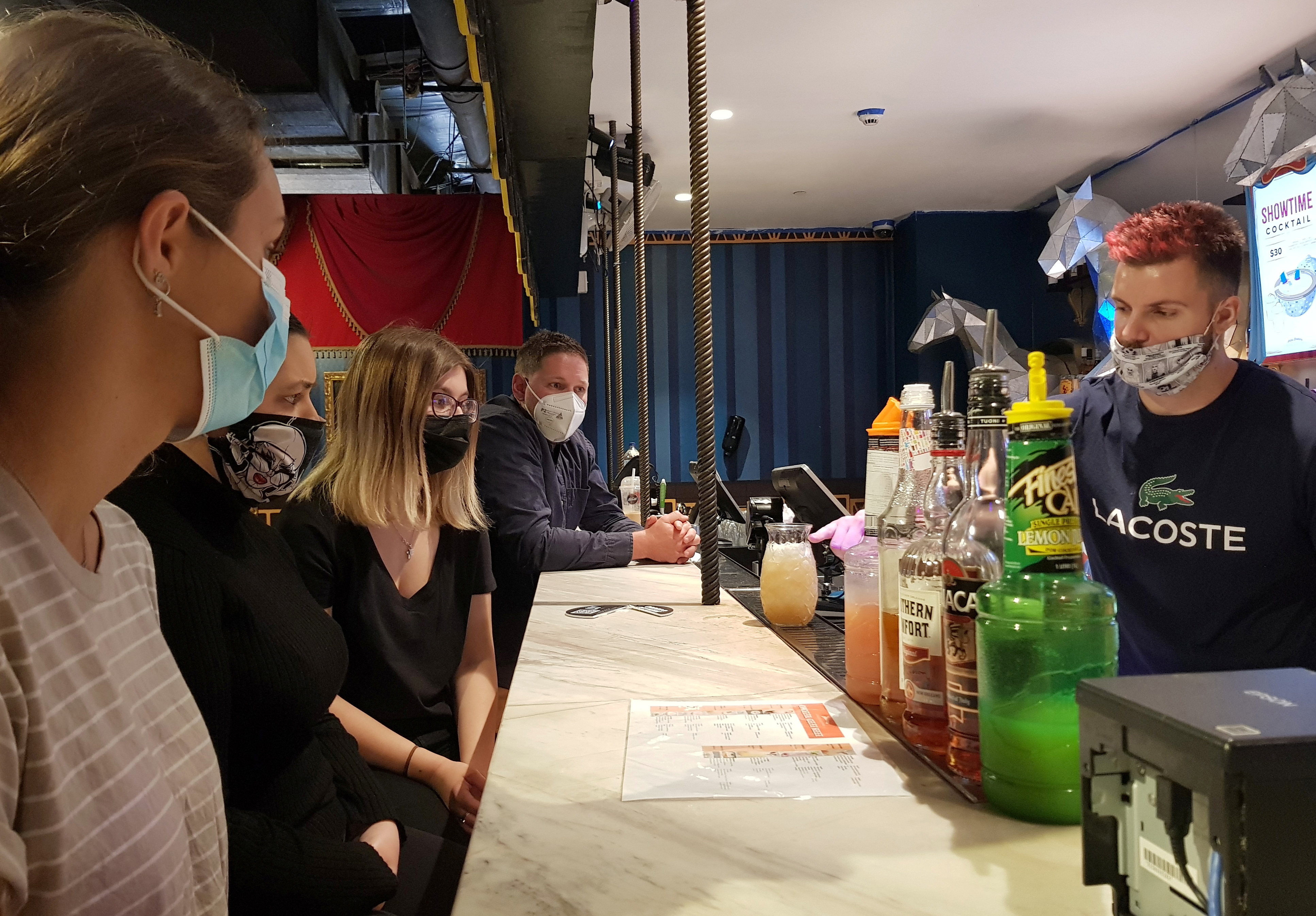 Cocktail-making training at Archie Brothers Cirque Electriq in Sydney