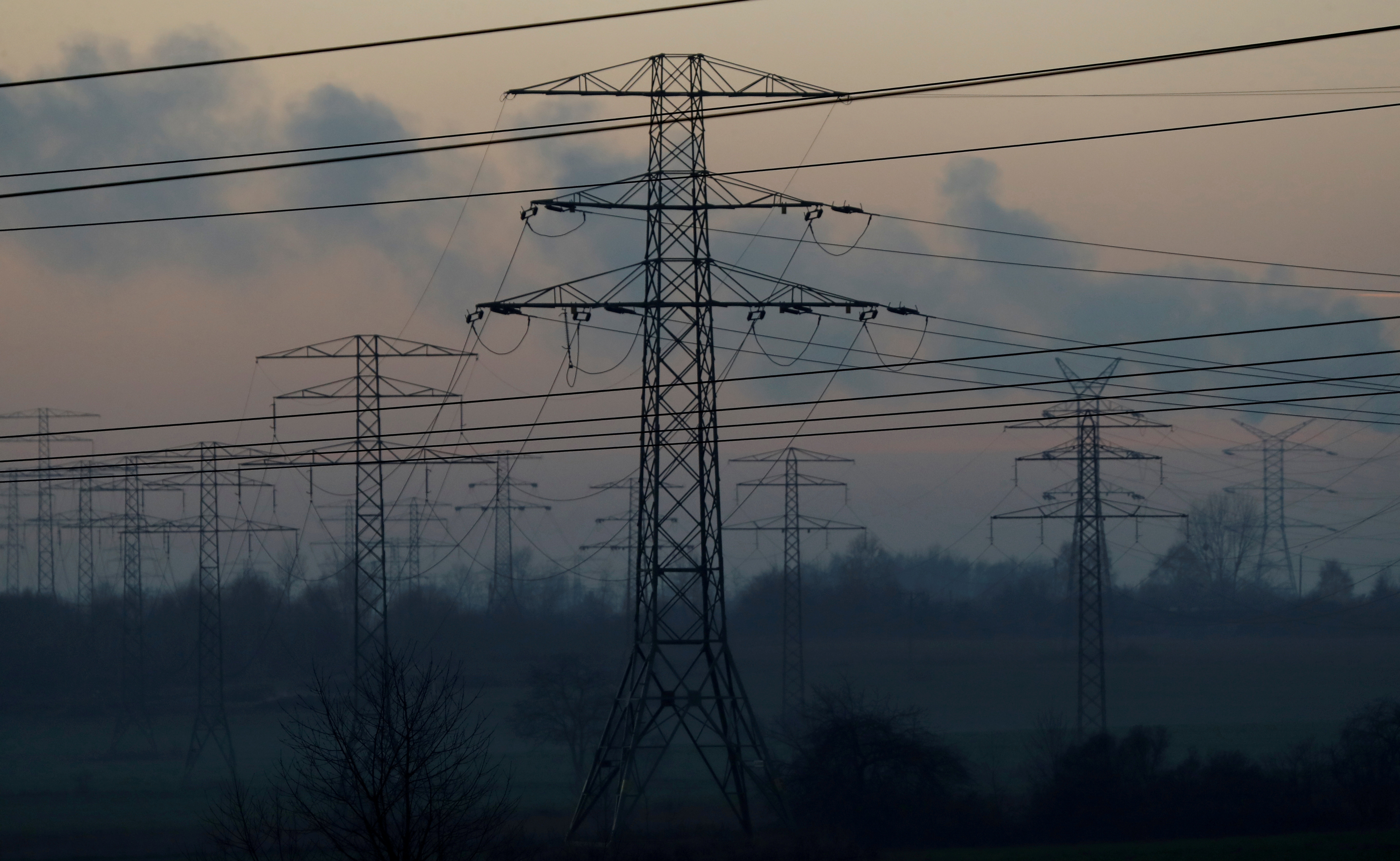 Smog is seen near transmission towers in Bedzin