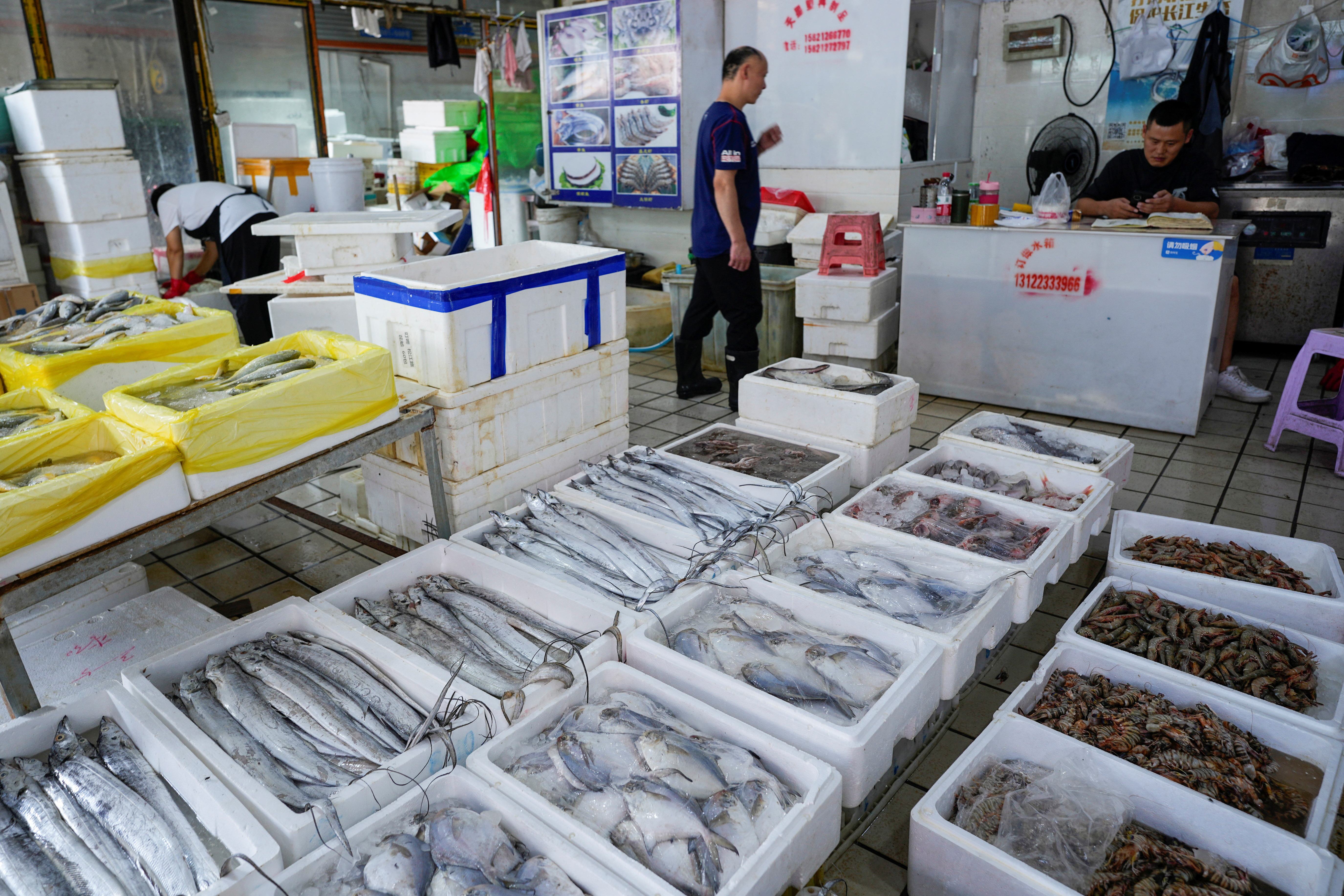Fish and shrimp at Shanghai seafood market