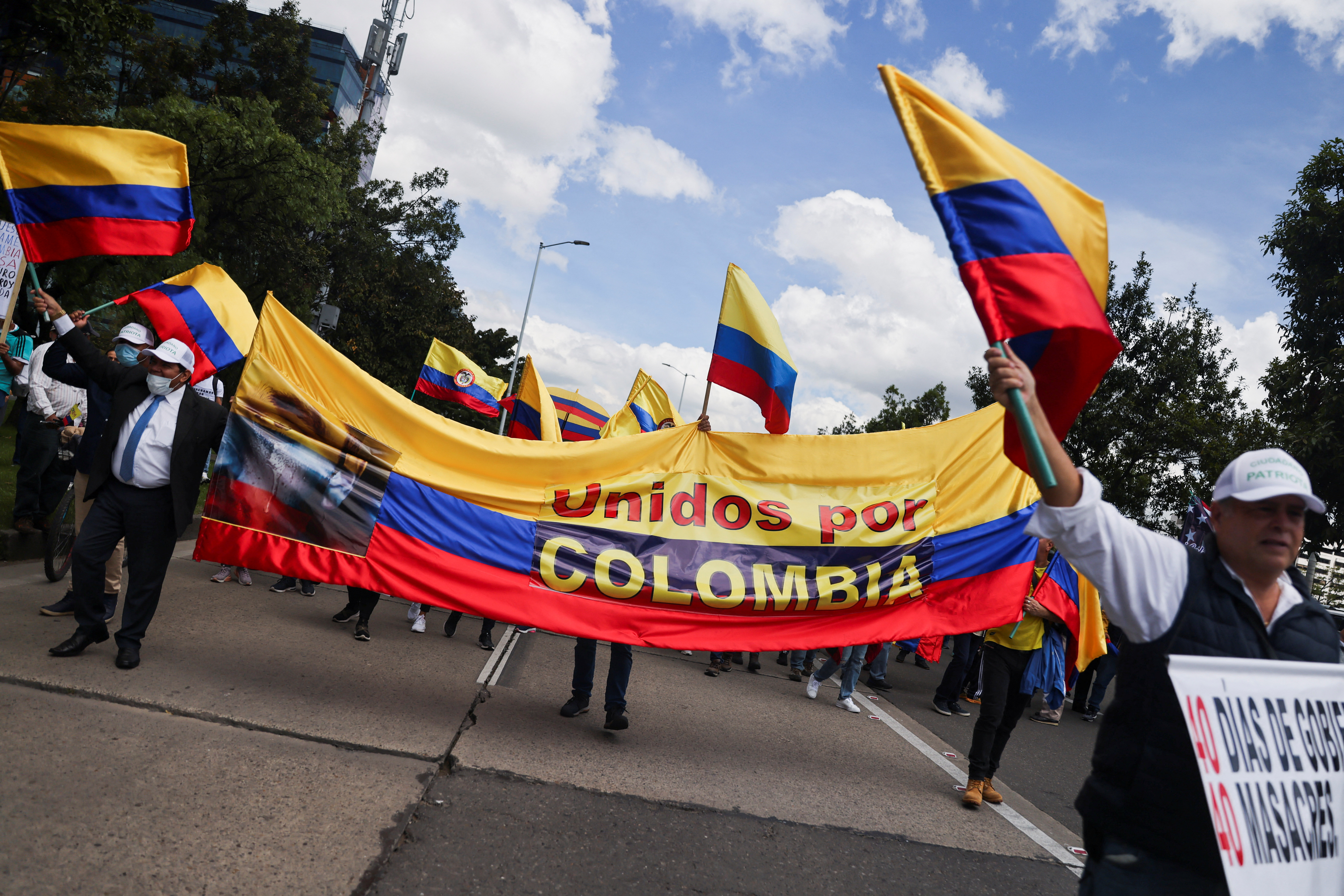 Demonstrators protest against the government of Colombian President Gustavo Petro and his tax reform proposal in Bogota