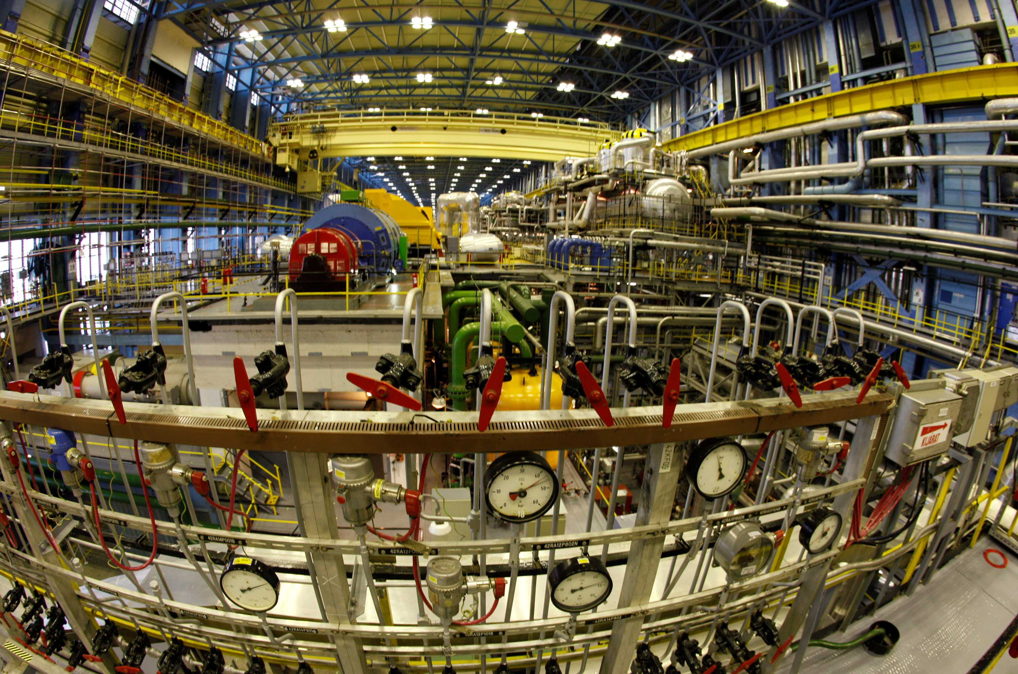 A general view of the turbine hall of reactor unit number four of the Paks nuclear power plant in Paks