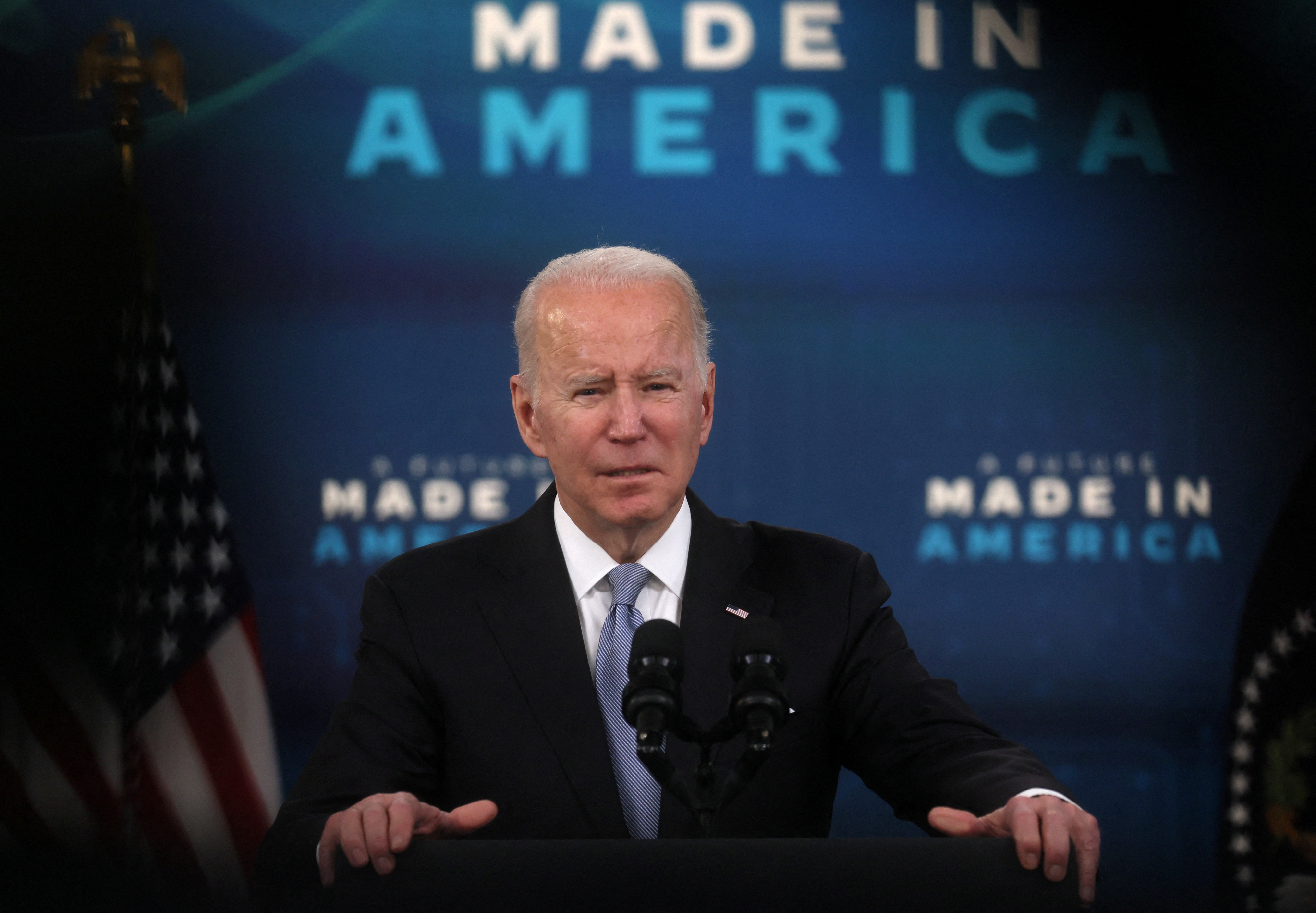 President Biden speaks about manufacturing plans at the White House