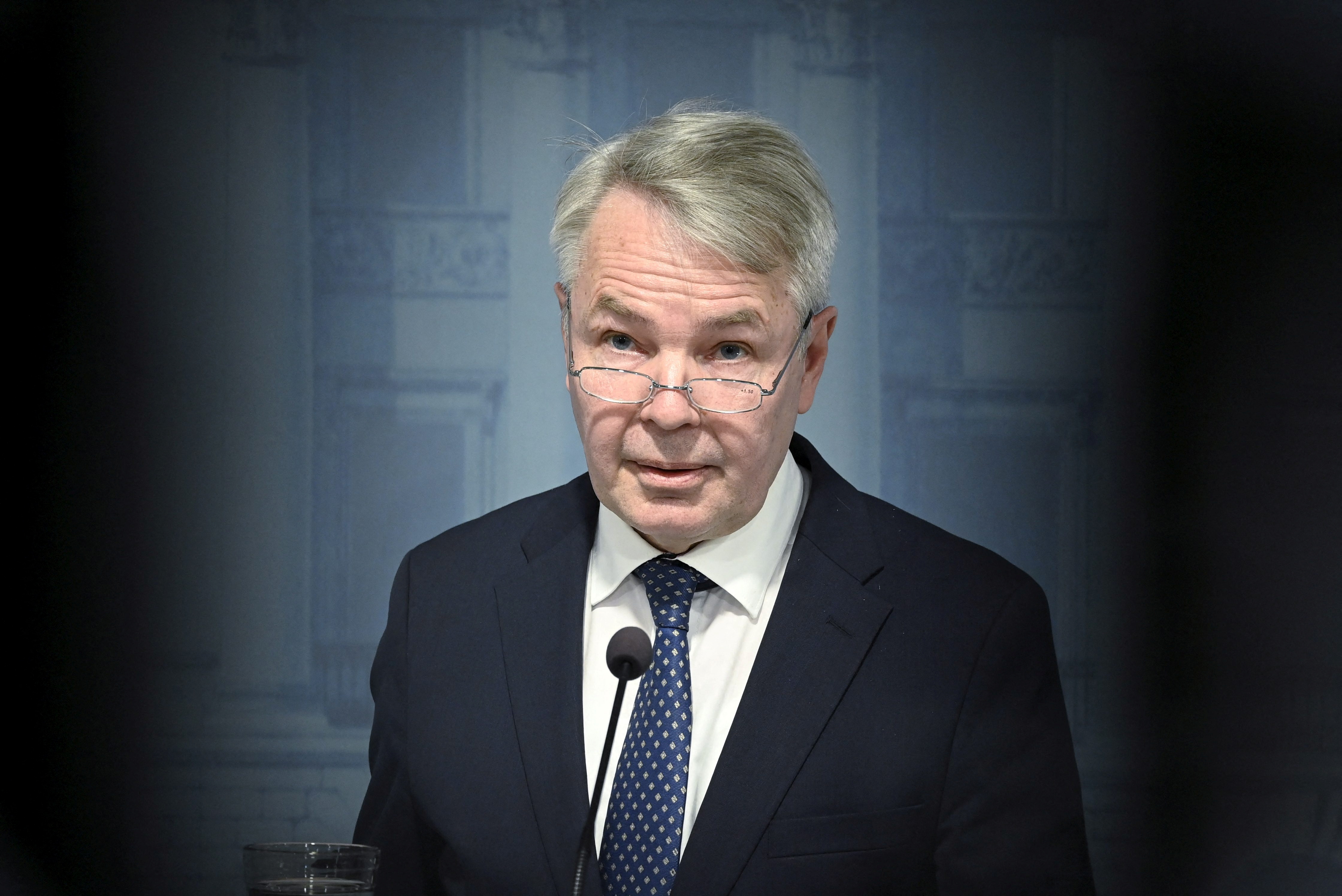 Finland's Foreign Minister Pekka Haavisto and Defence Minister Antti Kaikkonen present the report on changes in the foreign and security policy environment of Finland following Russia's invasion of Ukraine, in Helsinki