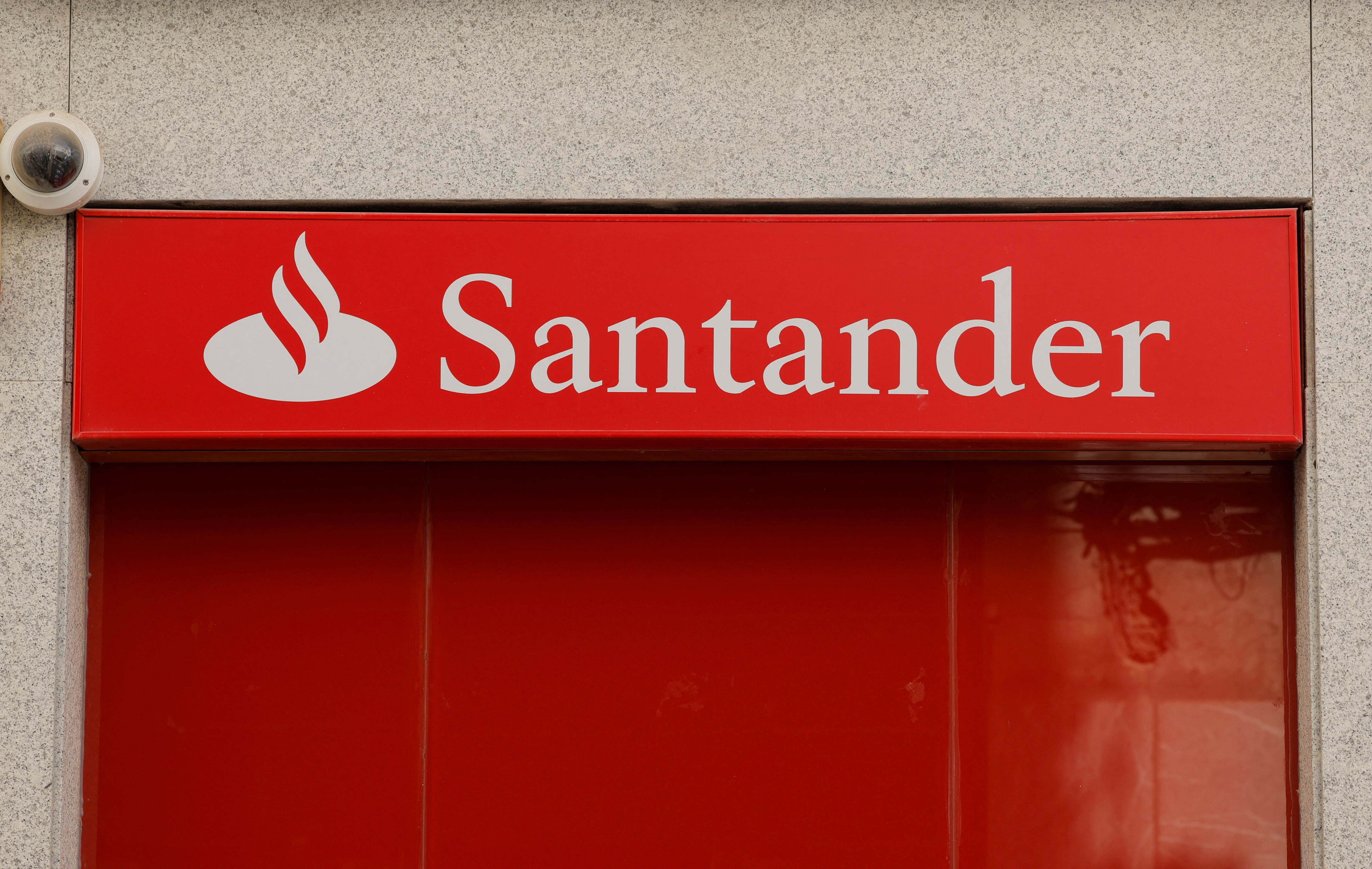 The logo of Santander bank is seen outside a branch in Ronda