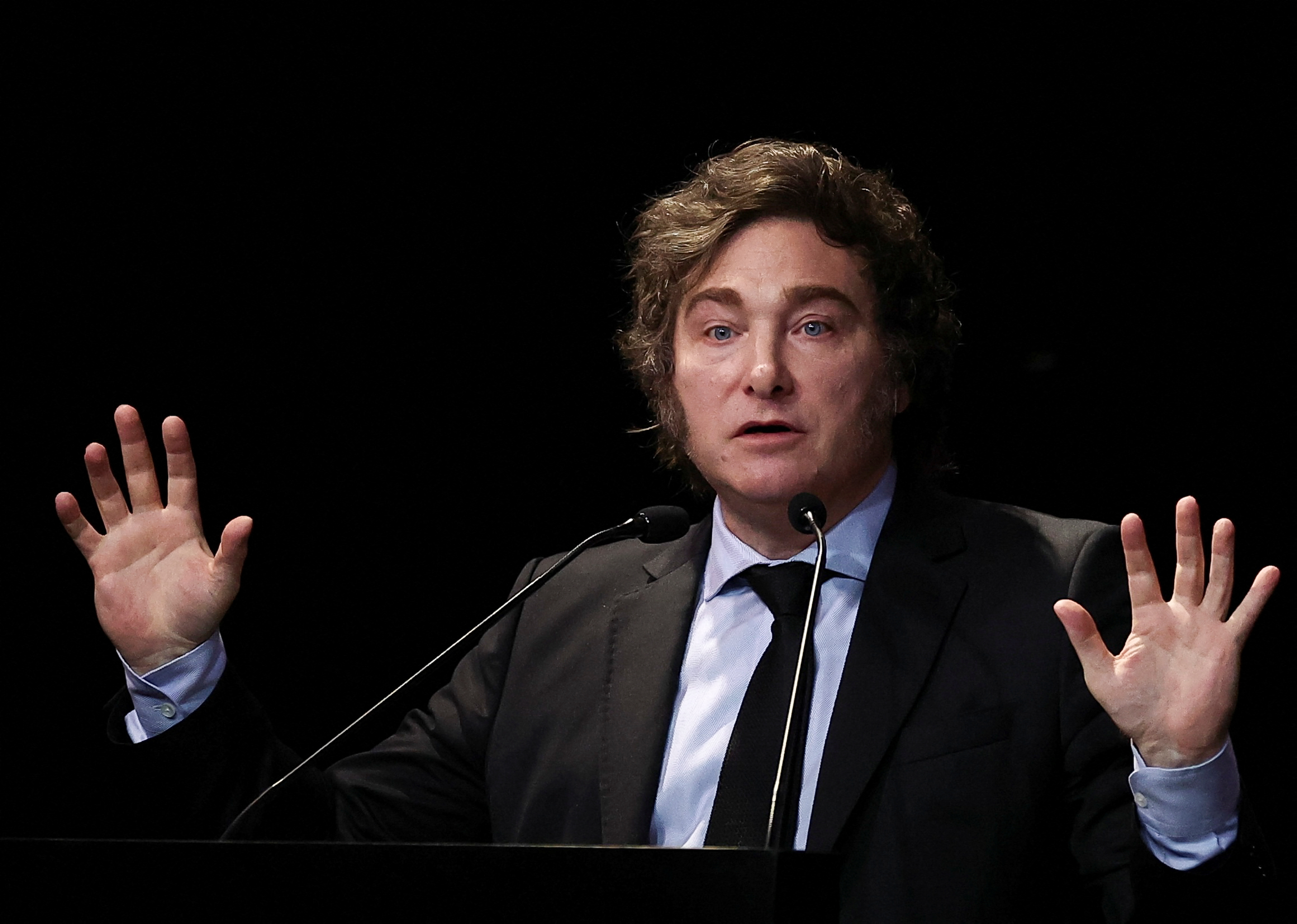 Argentina's President Javier Milei speaks at a business event, in Buenos Aires