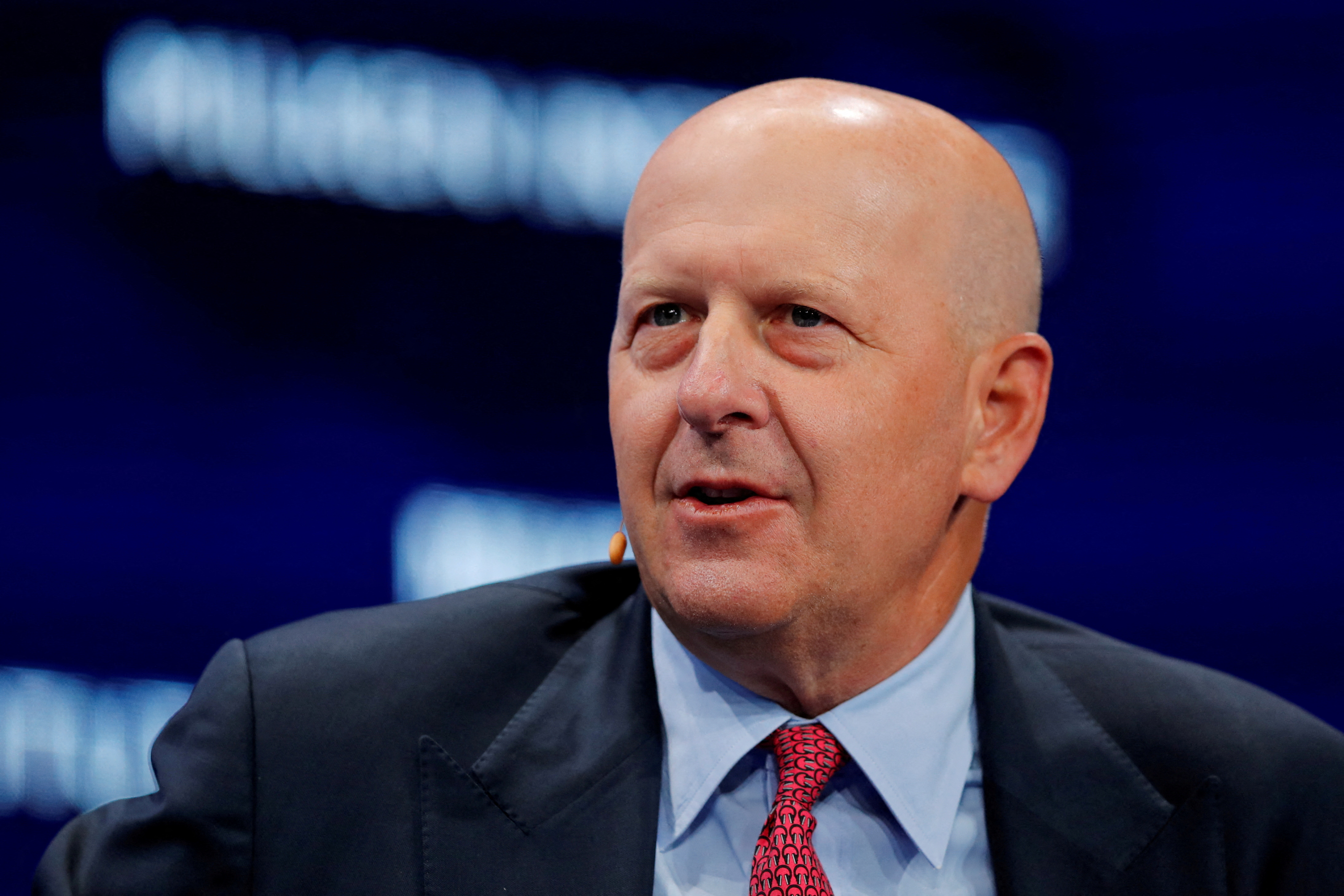 David M. Solomon, Chairman and CEO of Goldman Sachs, speaks during the Milken Institute's 22nd annual Global Conference in Beverly Hills