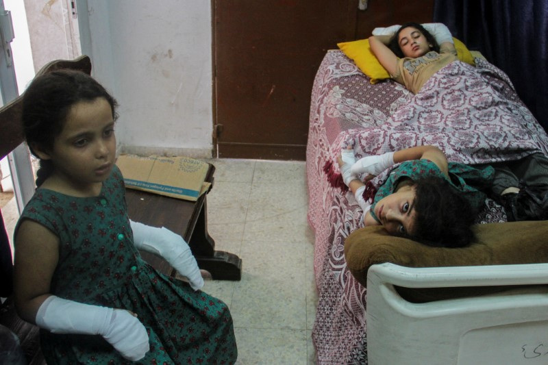 Aftermath of an Israeli strike on a school sheltering displaced people in Gaza City