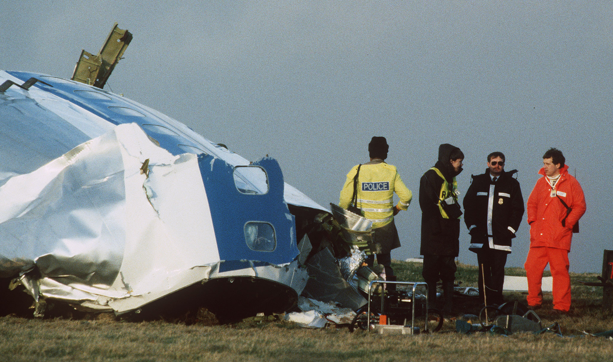 Scottish crash investigators at the site of the Lockerbie Pan Am flight 103 bombing in 1988.