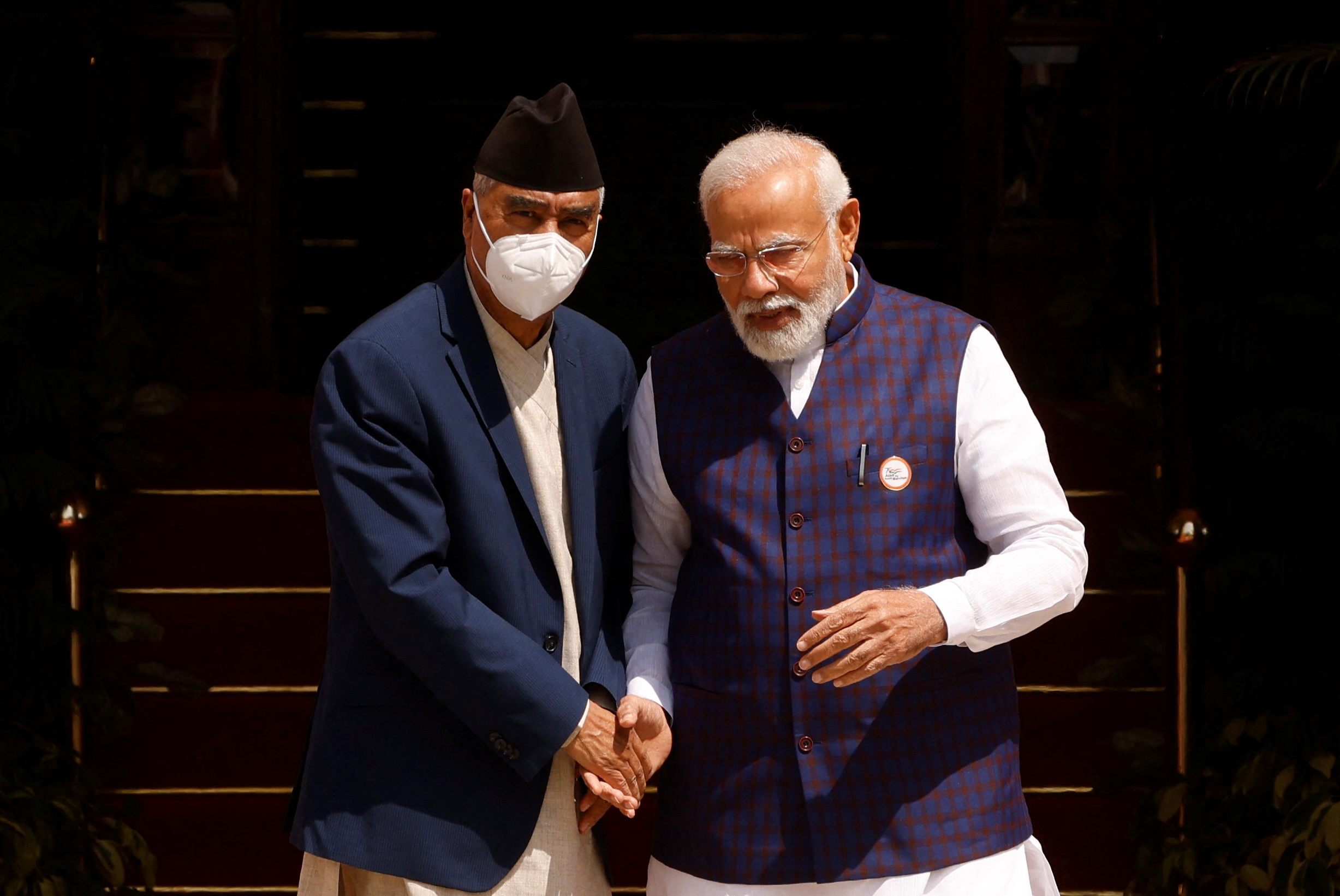 Nepal's Prime Minister Sher Bahadur Deuba meets with India's Prime Minister  Narendra Modi, in New Delhi