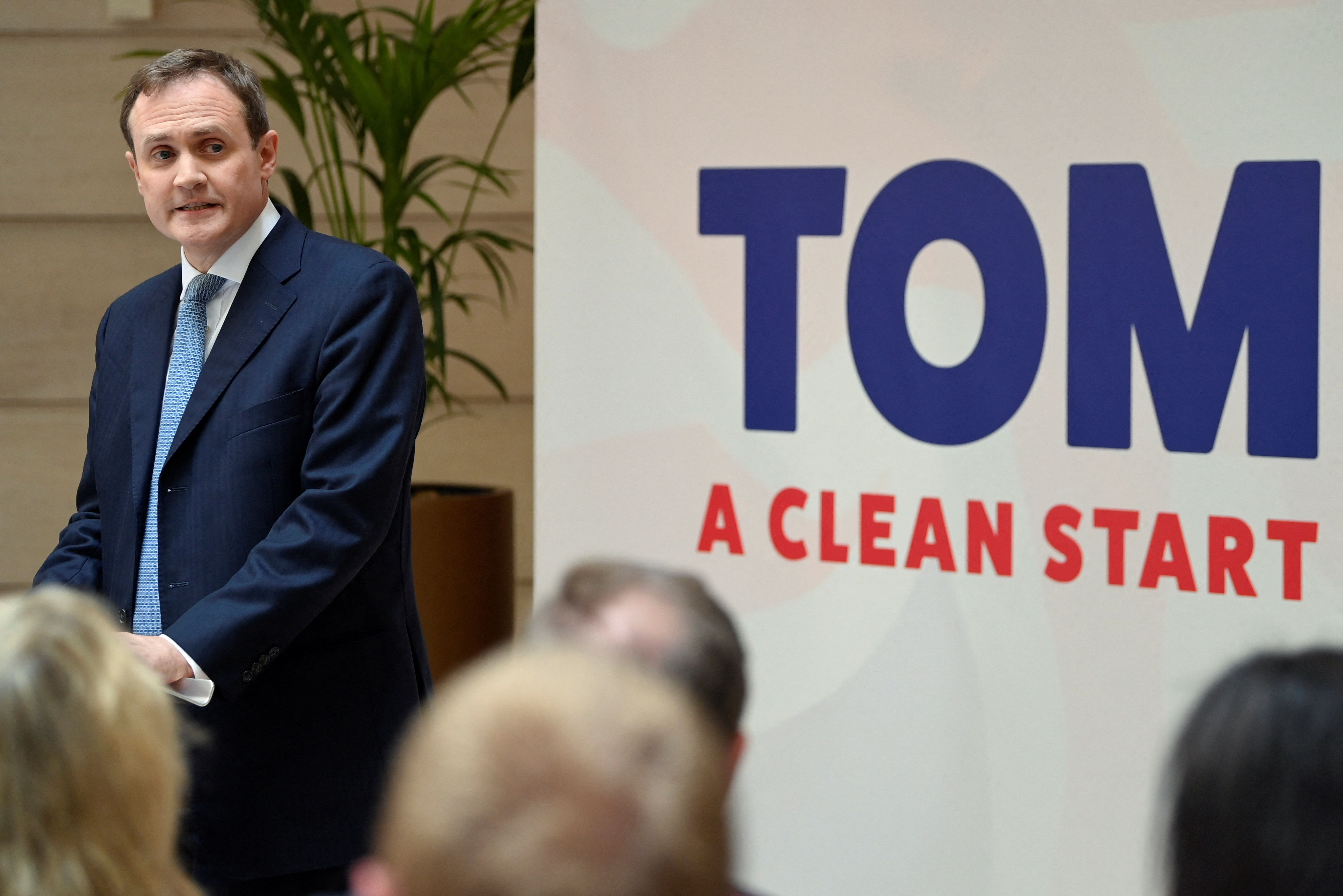 British Conservative MP Tom Tugendhat launches a campaign for party leadership in London