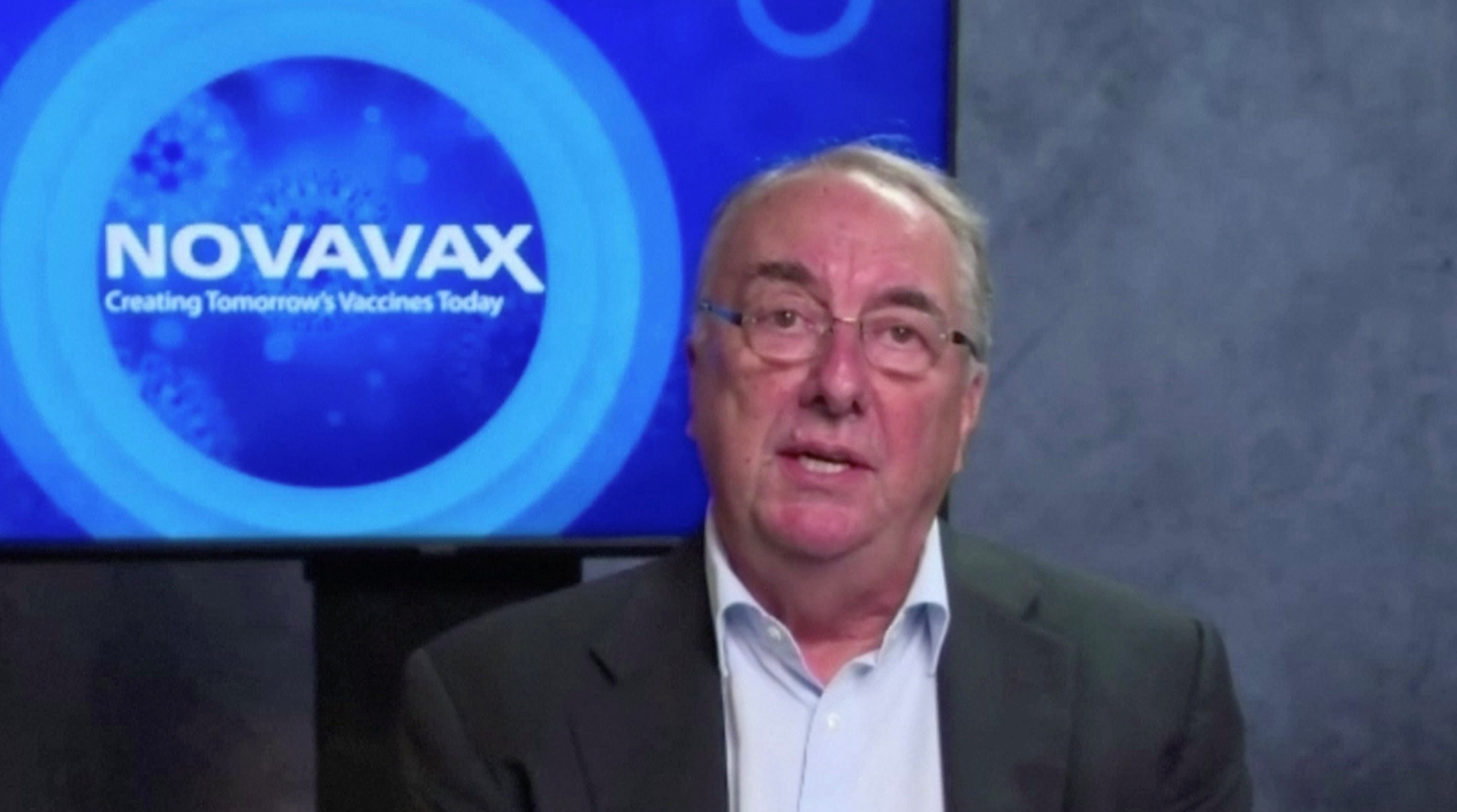 Novavax CEO Erck speaks in this still image taken from an interview on Zoom