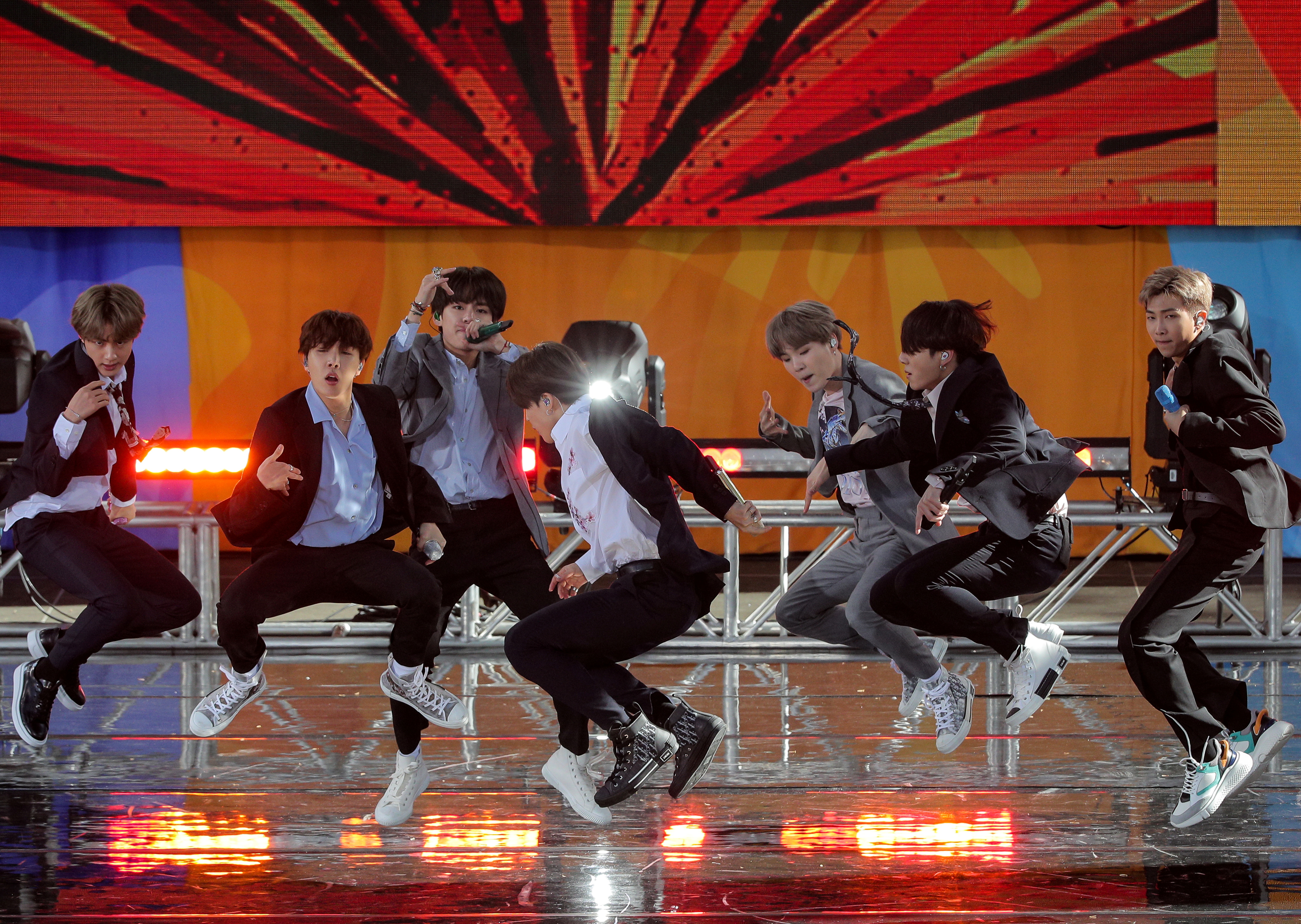Members of K-Pop band, BTS perform on ABC's 'Good Morning America' show in Central Park in New York