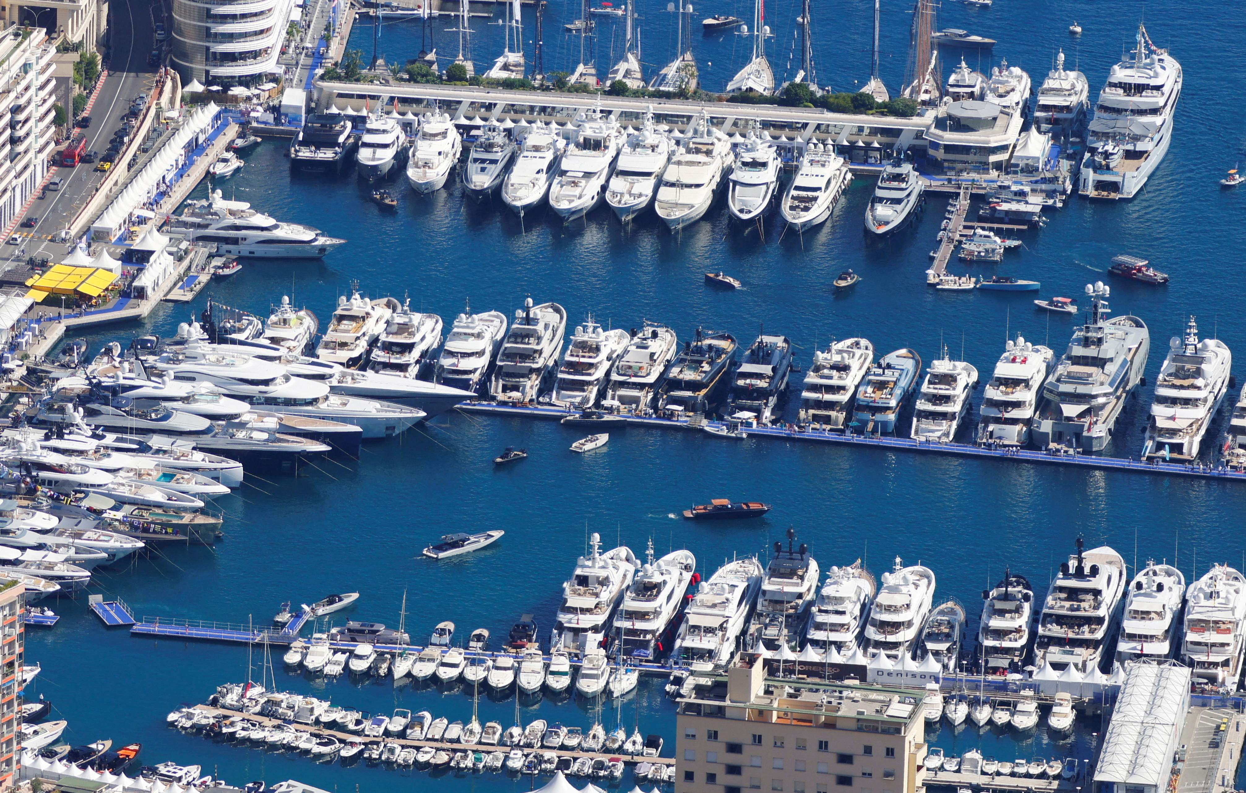 Luxury boats are seen during Monaco Yacht Show, in Monaco
