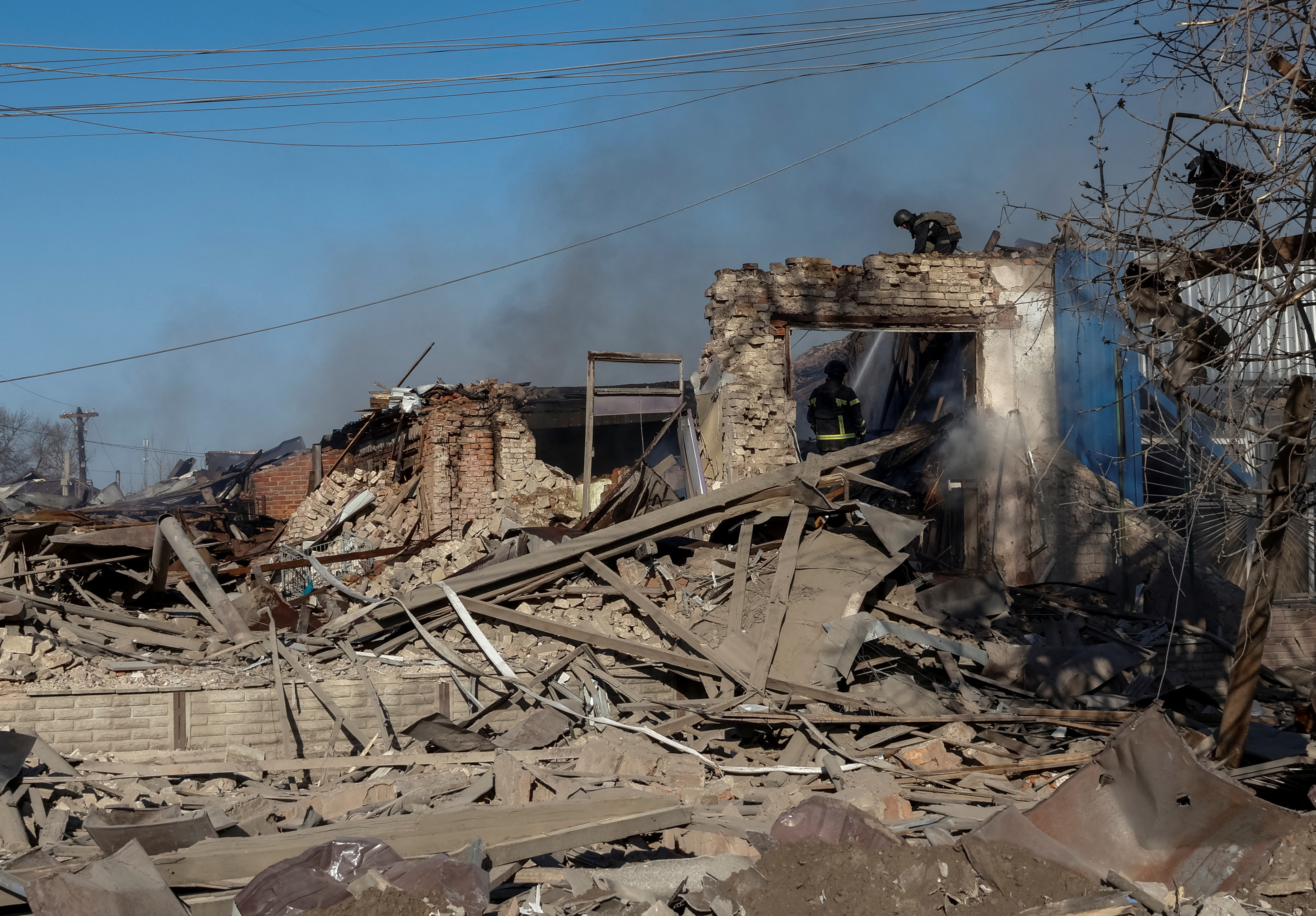 Aftermath of a Russian air strikes in Kharkiv region