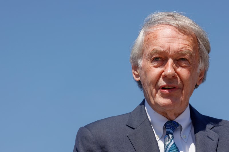 U.S. Senator Markey leads a news conference to re-introduce the Green New Deal at the U.S. Capitol in Washington