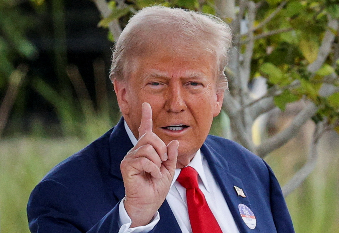 Republican presidential candidate and former U.S. President Trump leaves after casting his ballot for the Florida primary election, in West Palm Beach