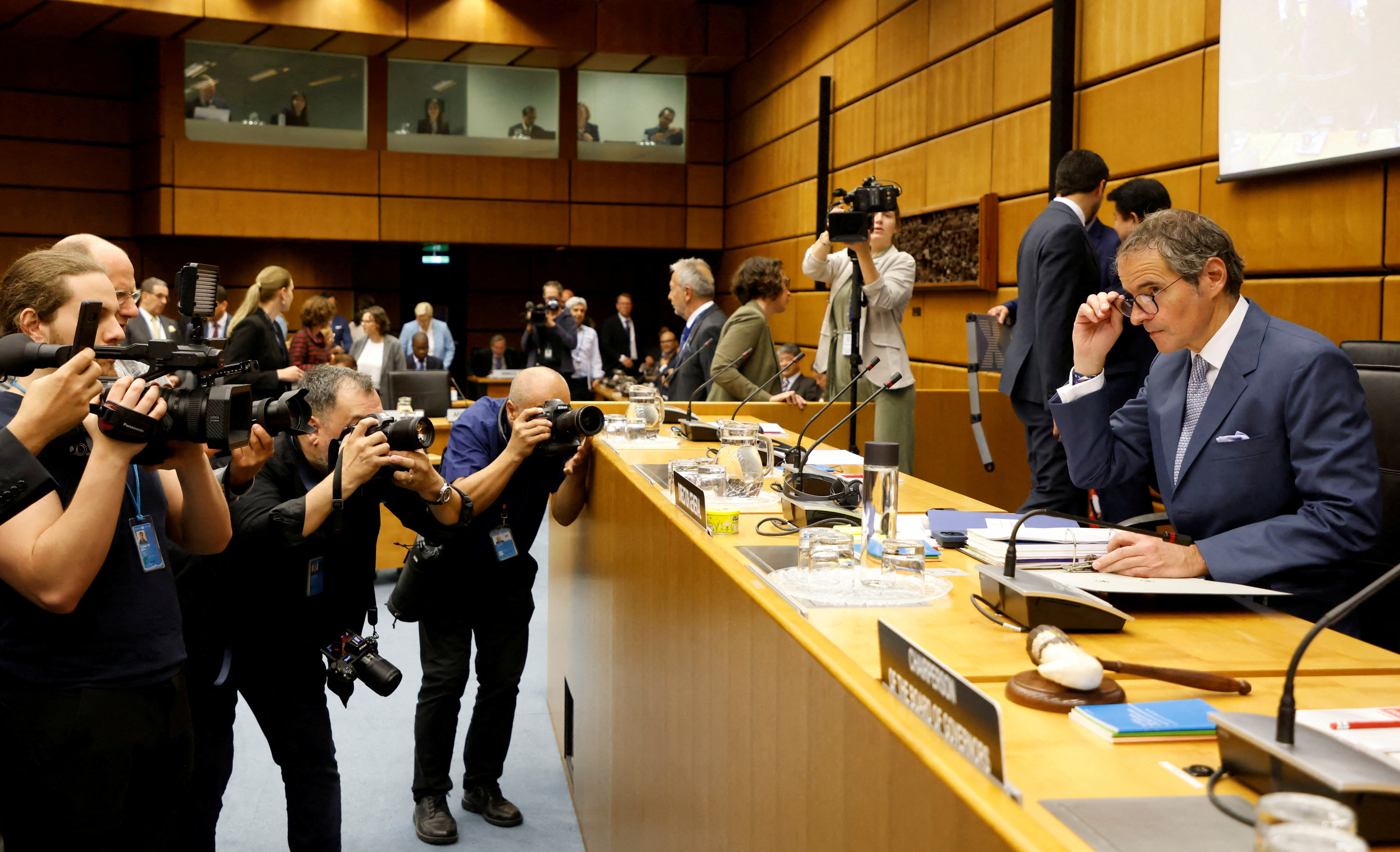 IAEA Director General Rafael Grossi waits for the start of an IAEA board of governors meeting in Vienna