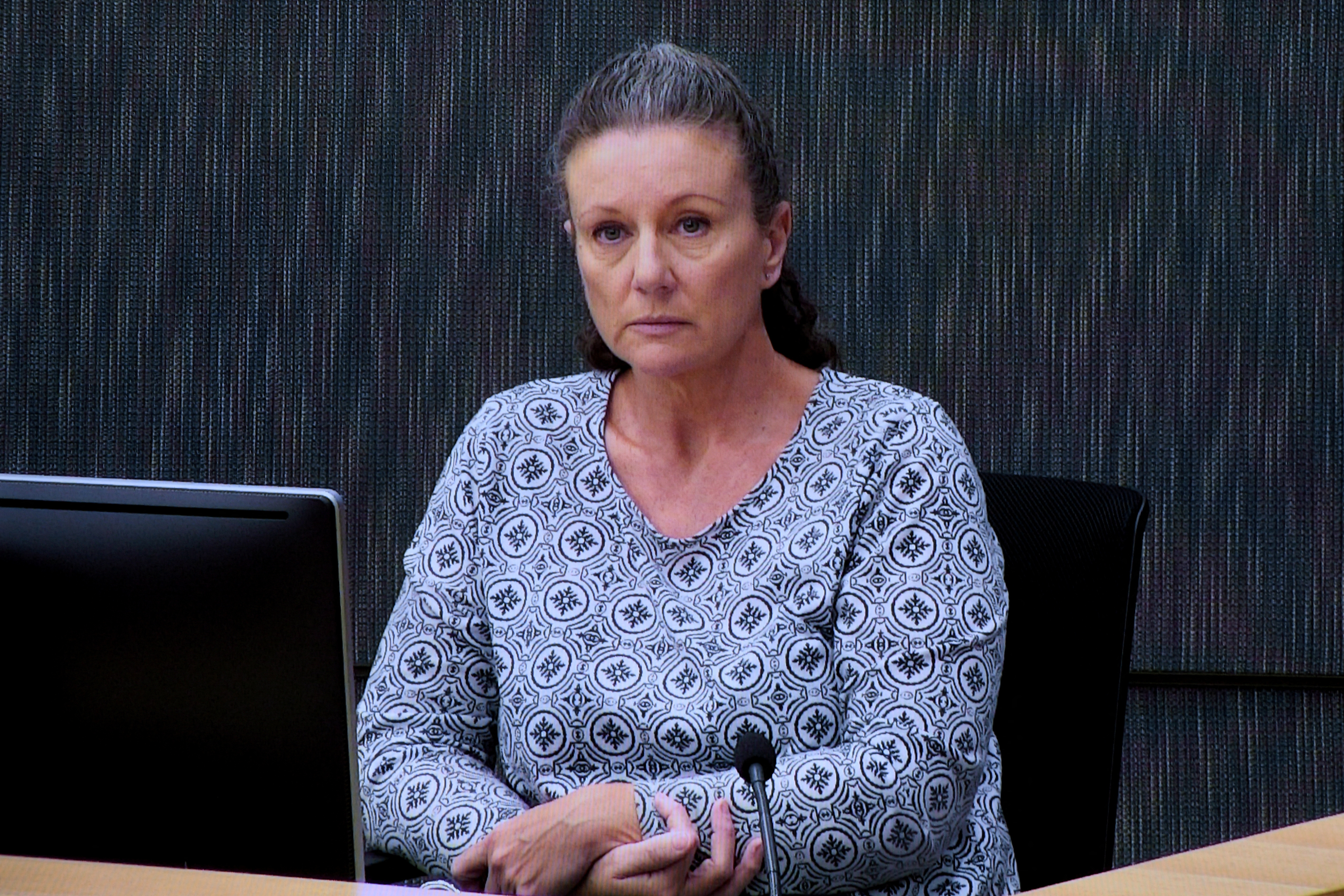 Kathleen Folbigg appears via video link during a convictions inquiry at the NSW Coroners Court