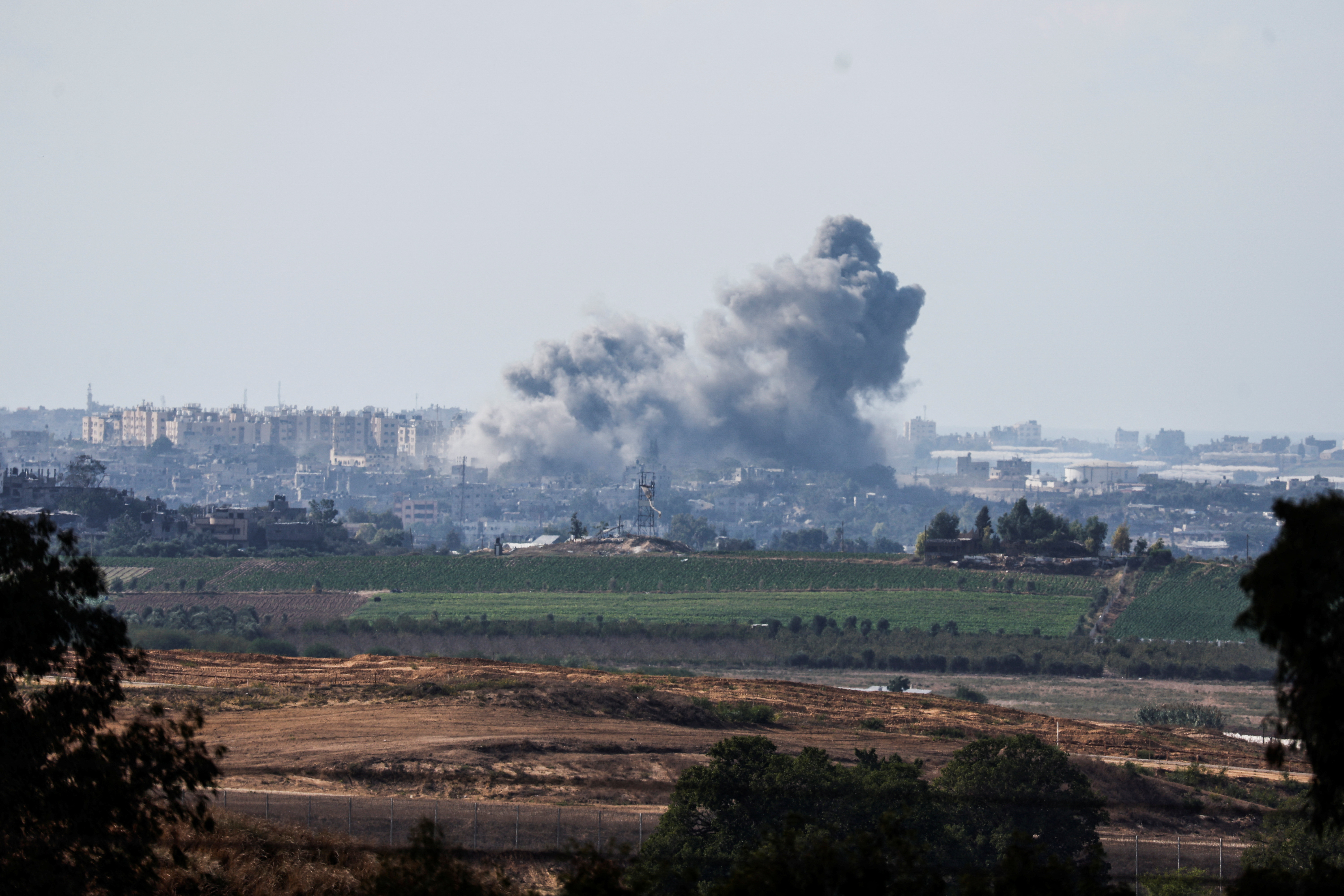 Smoke rises in the air following Israeli bombings in Gaza