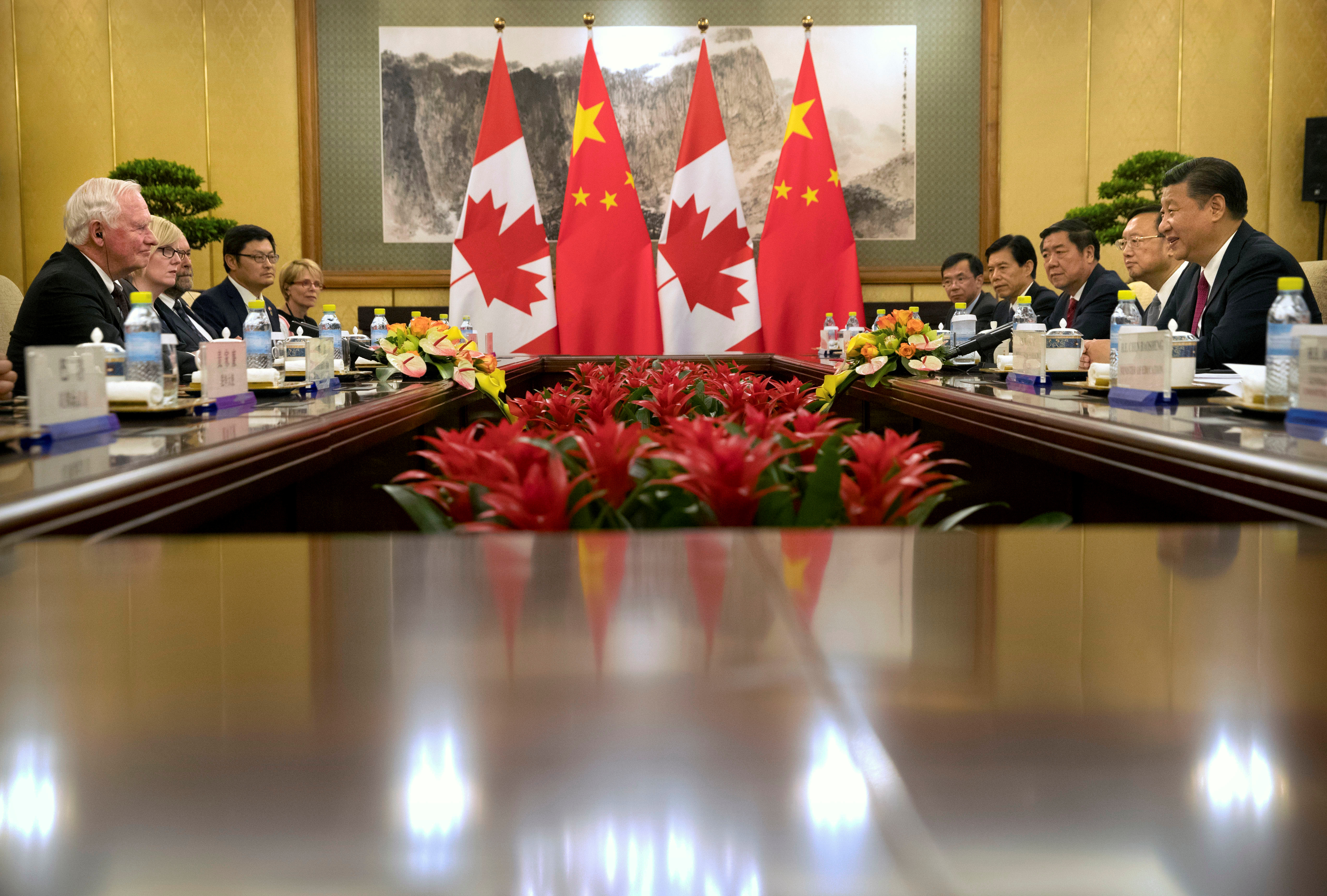Governor General of Canada David Johnston, meets with Chinese President Xi Jinping, at the Diaoyutai State Guesthouse in Beijing