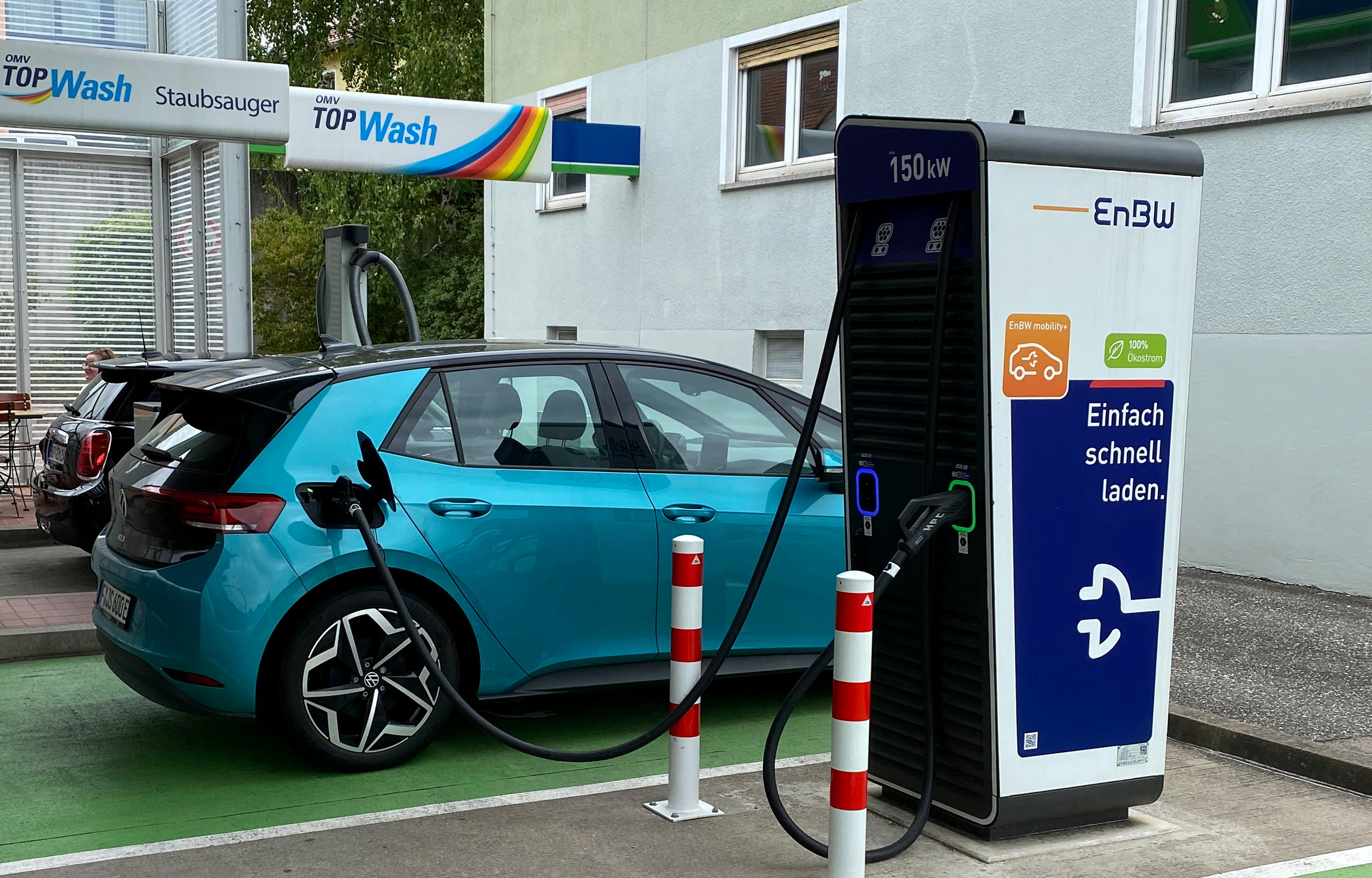 An electric car is charged in Bernburg